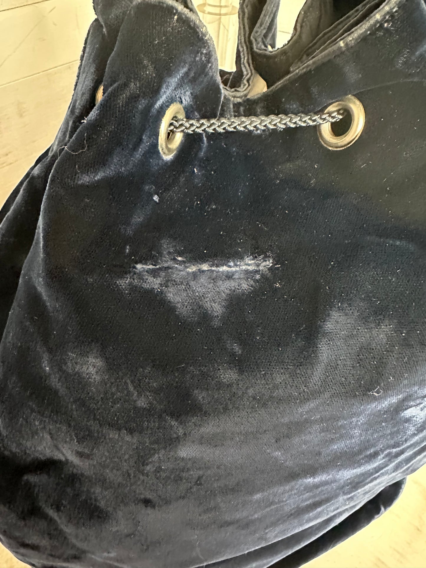Prada Blue Velvet Velluto Sport Shoulder Bucket Bag