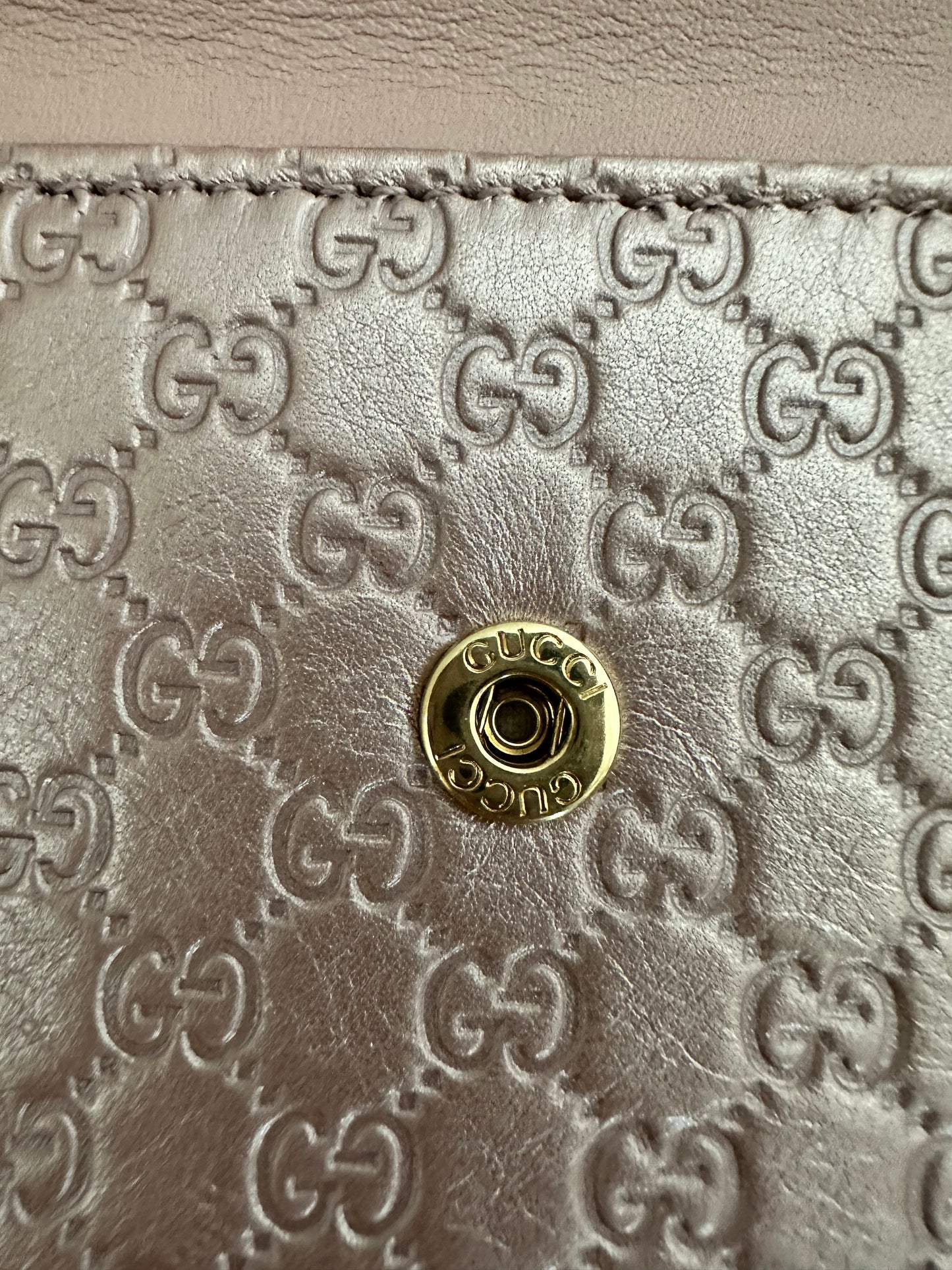Gucci Metallic Pink Microguccissima Leather Continental Wallet