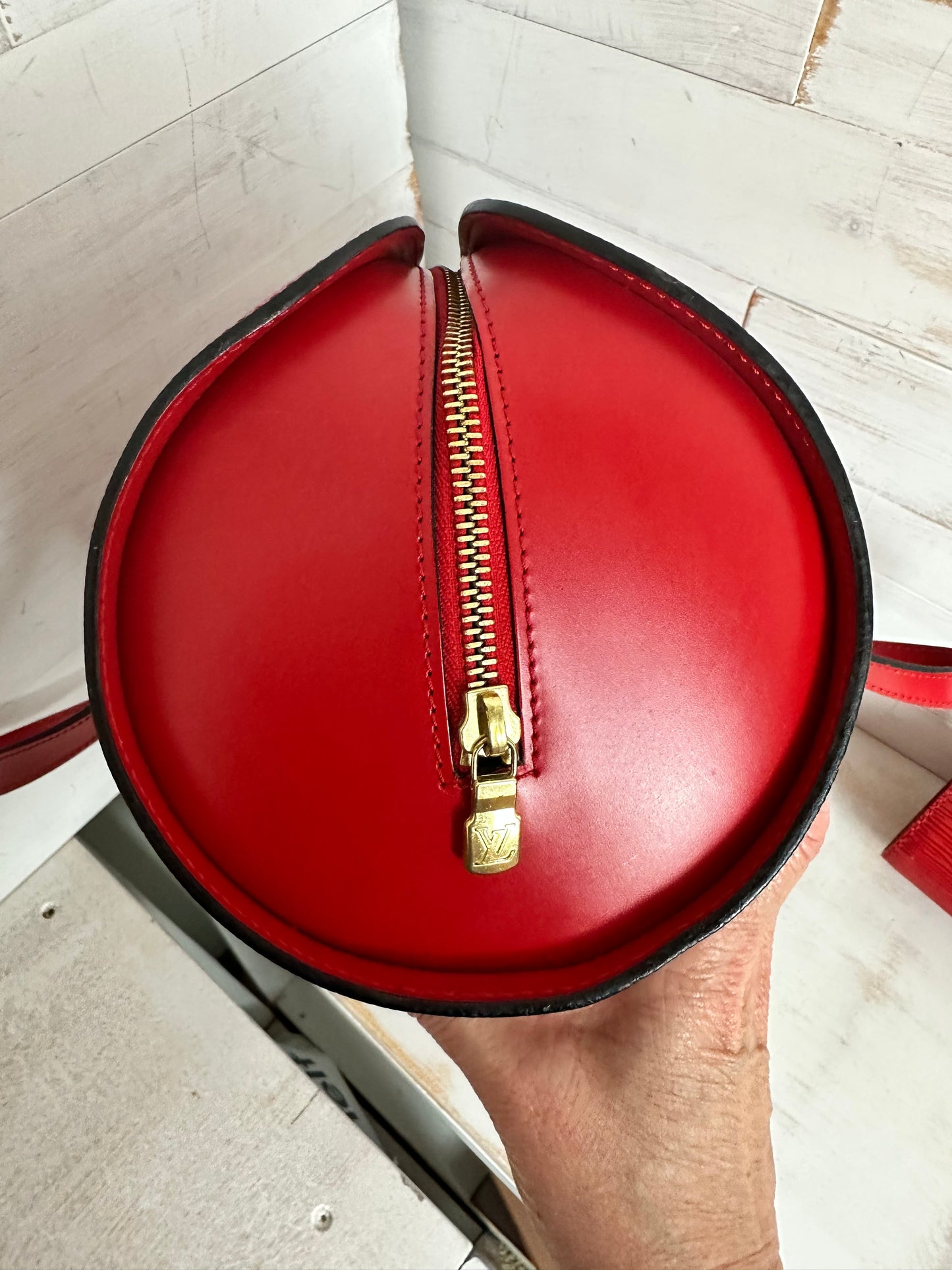 Louis Vuitton Vintage 1997 Red Epi Leather Soufflot with mini