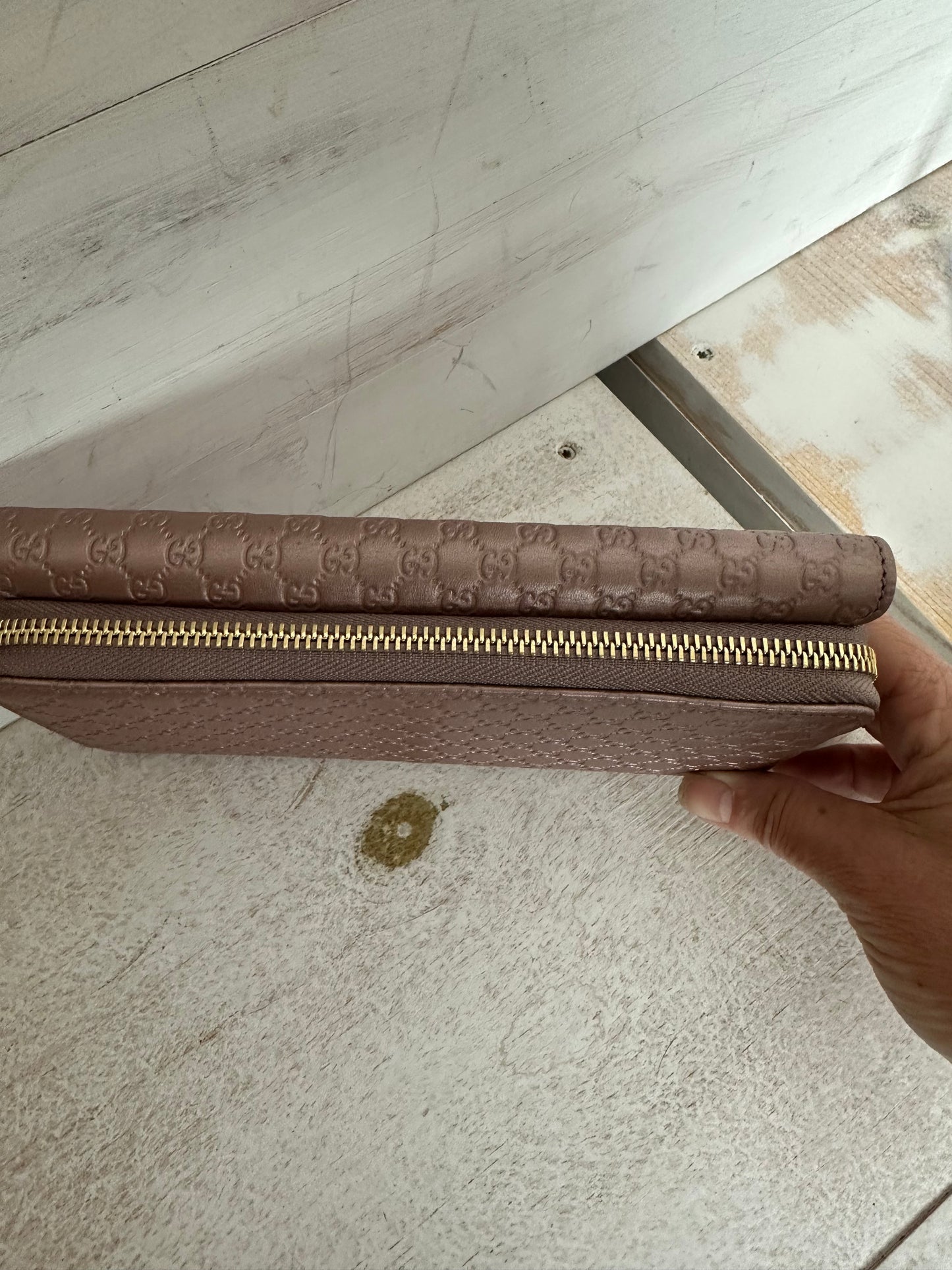 Gucci Metallic Pink Microguccissima Leather Continental Wallet