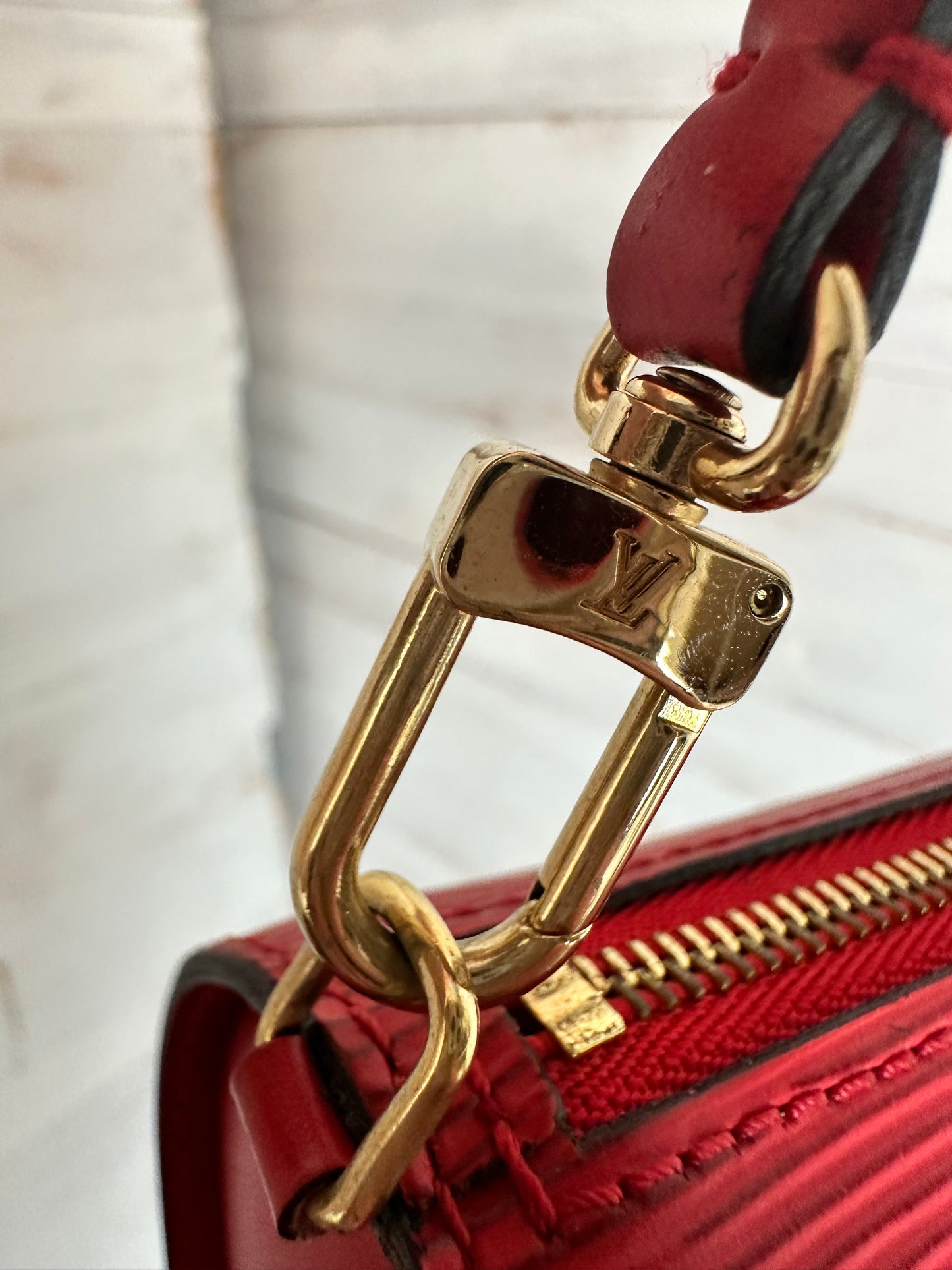 Louis Vuitton Vintage 1997 Red Epi Leather Soufflot with mini
