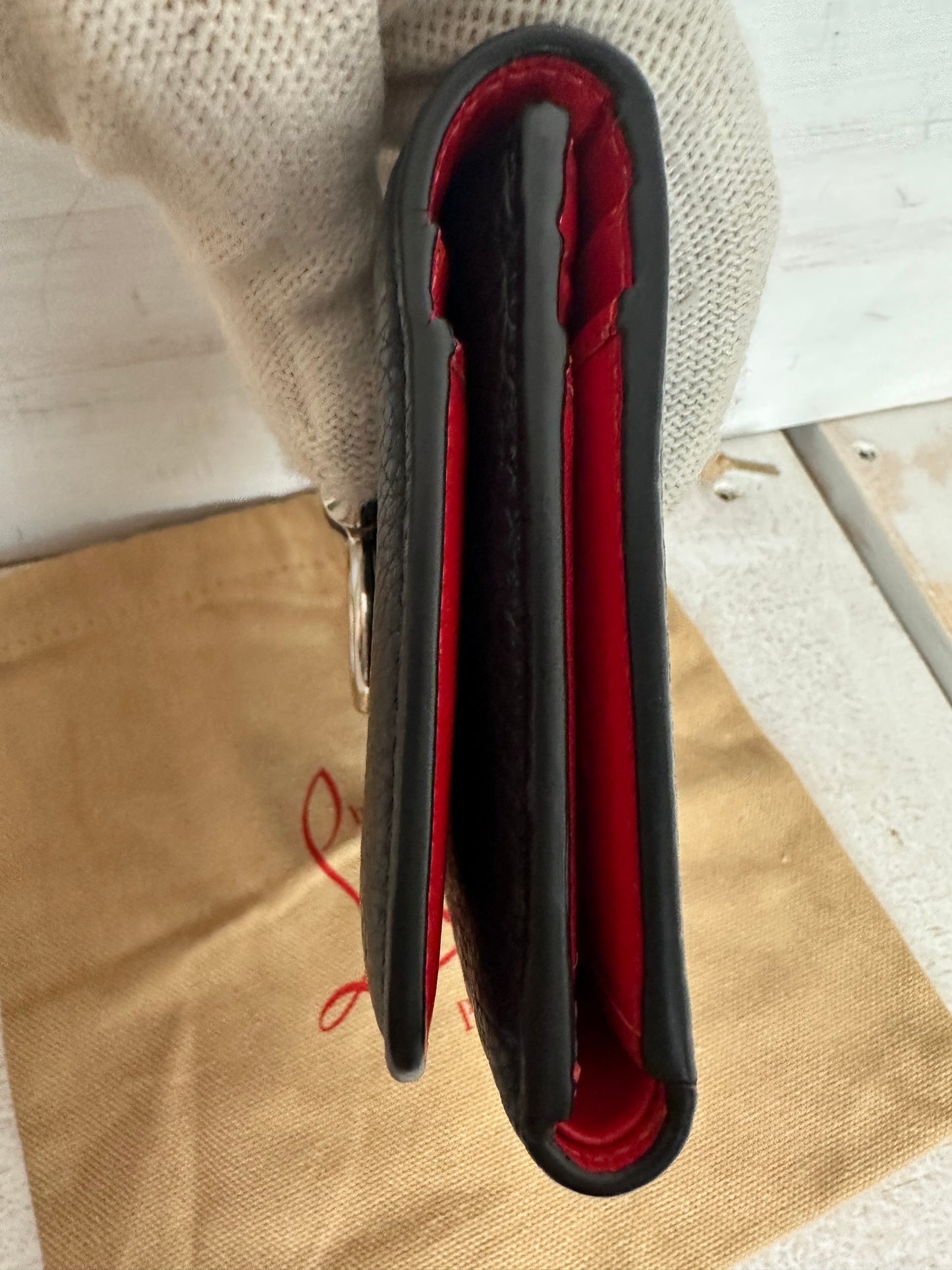 Christian Louboutin Calfskin RubyLou Trifold Wallet Black