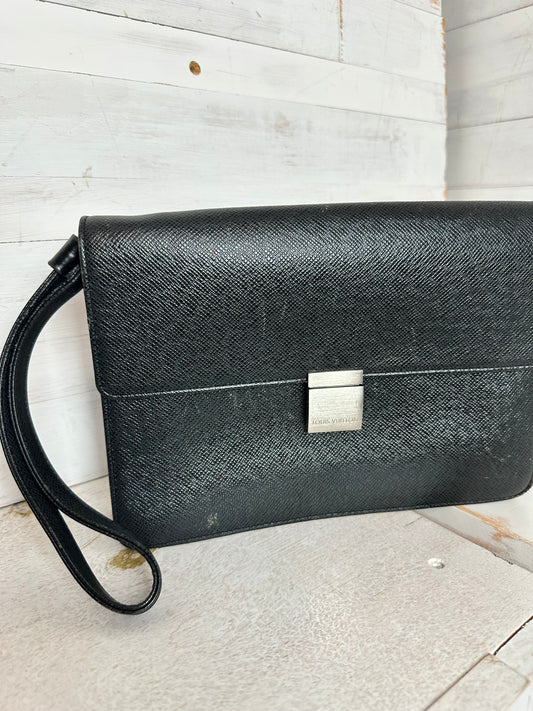 Louis Vuitton Vintage Selenga Clutch/Wristlet in Black Taiga Leather