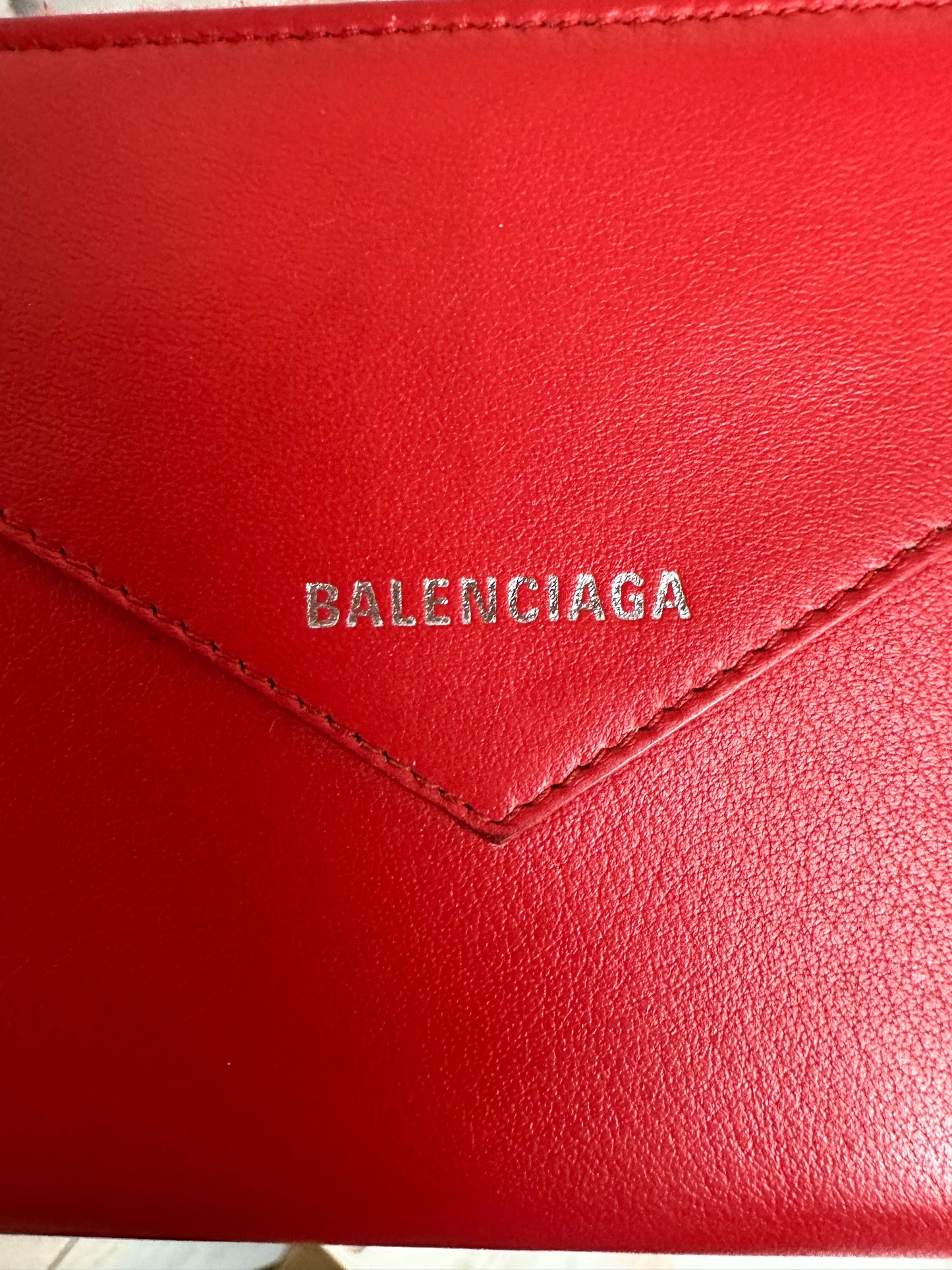 Balenciaga Papier Continental Red Leather Zip Around Wallet