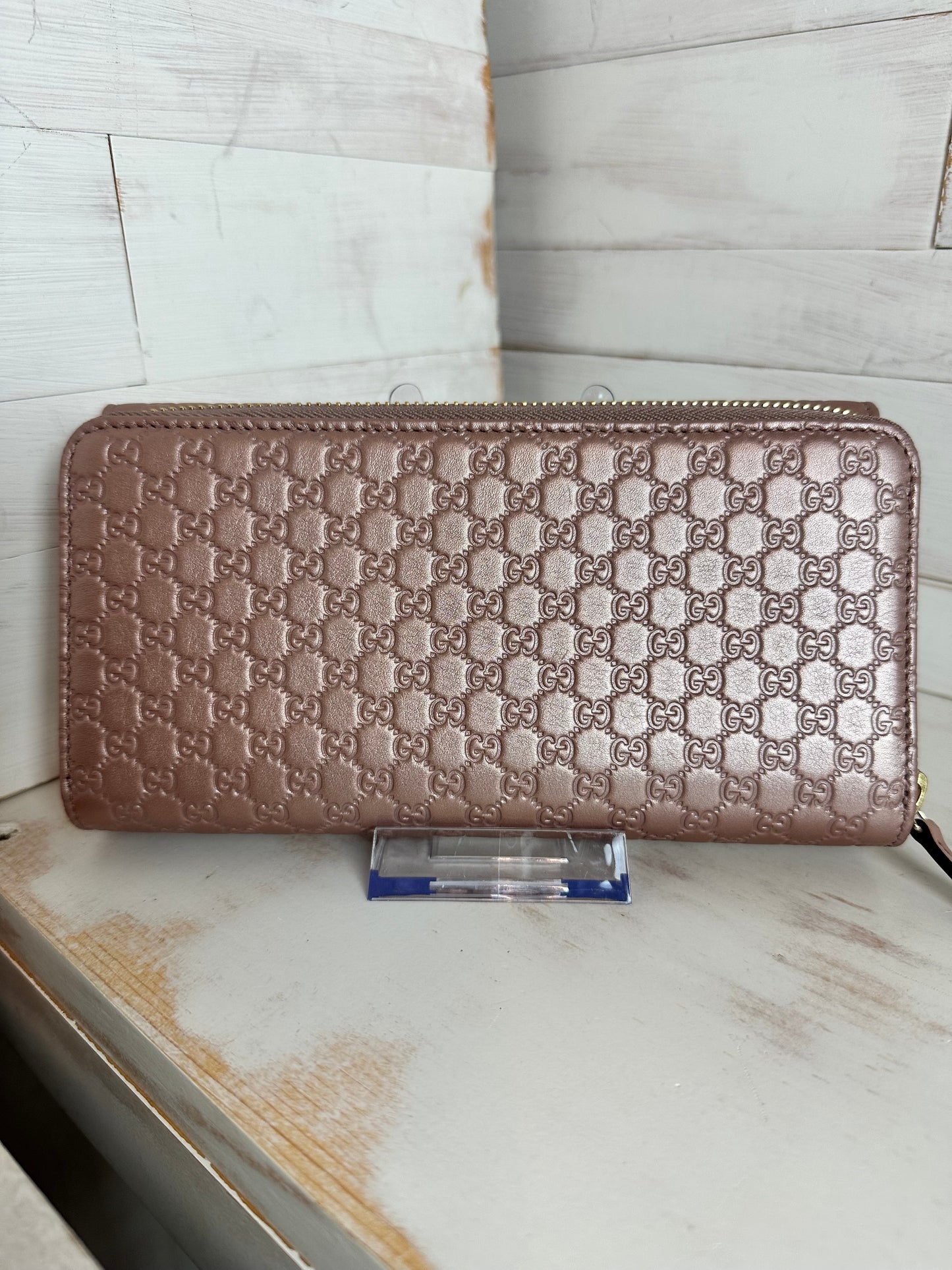 Gucci Metallic Pink Microguccissima Leather Continental Wallet