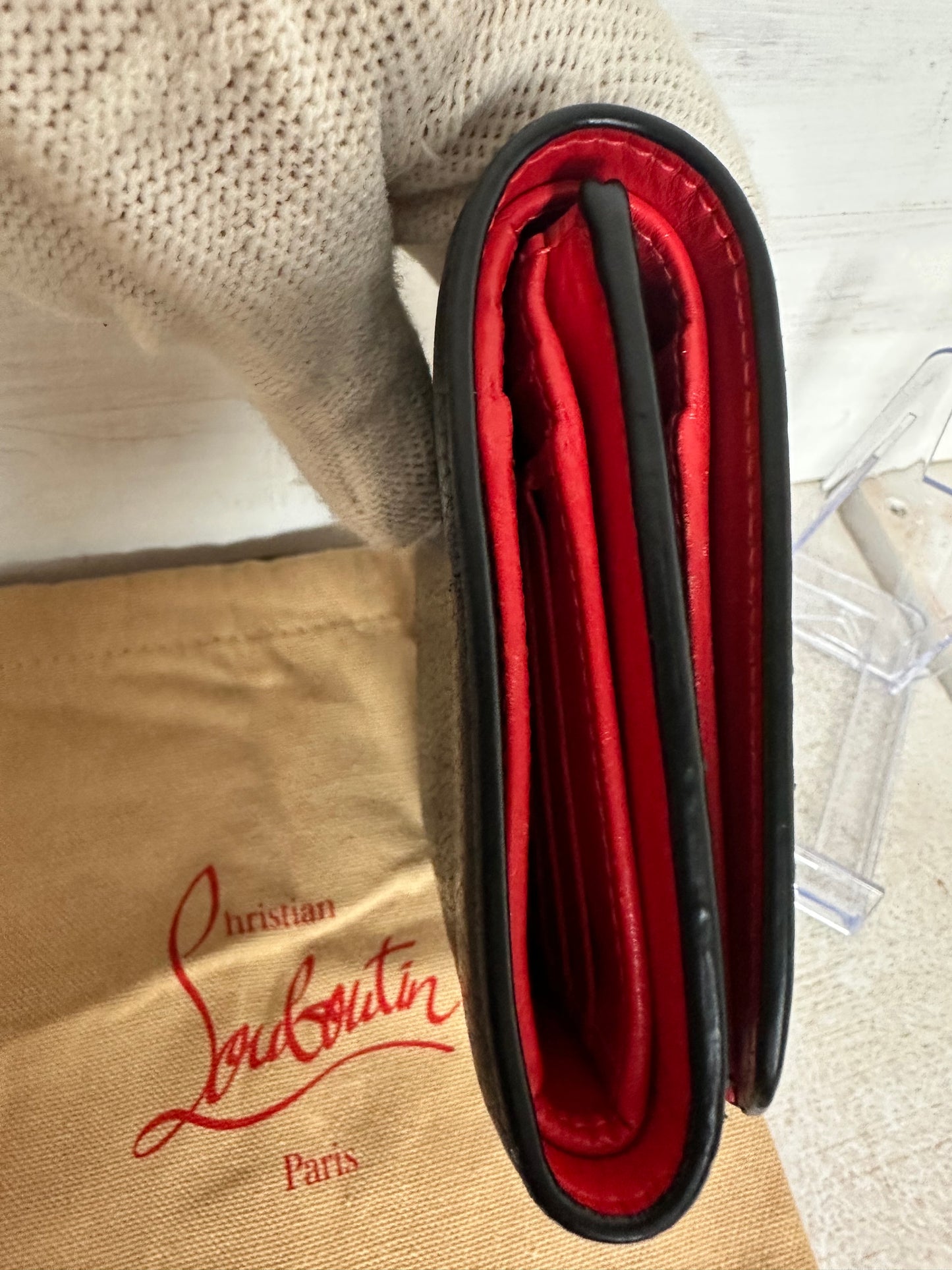 Christian Louboutin Calfskin RubyLou Trifold Wallet Black