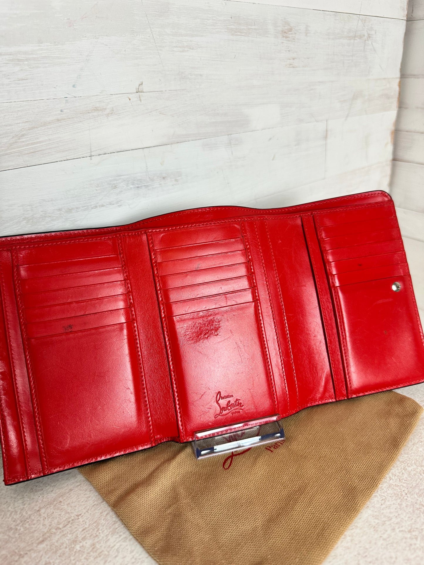 Christian Louboutin Calfskin RubyLou Trifold Wallet Black