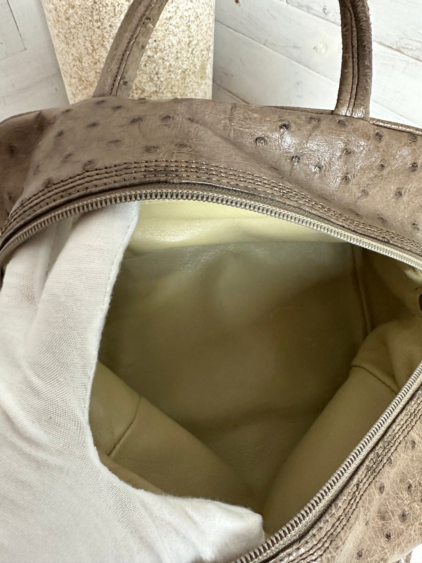 Loewe Top Handle EXOTIC Ostrich Skin Taupe