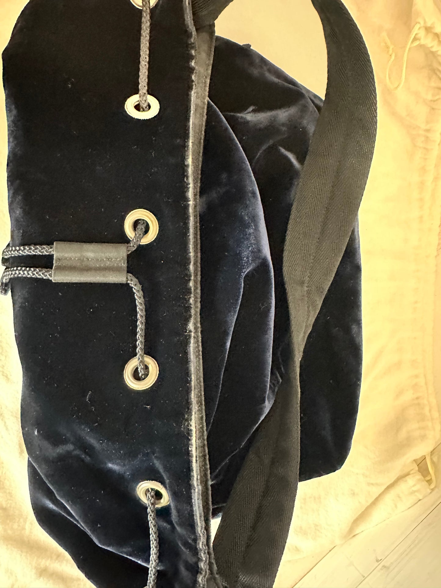 Prada Blue Velvet Velluto Sport Shoulder Bucket Bag