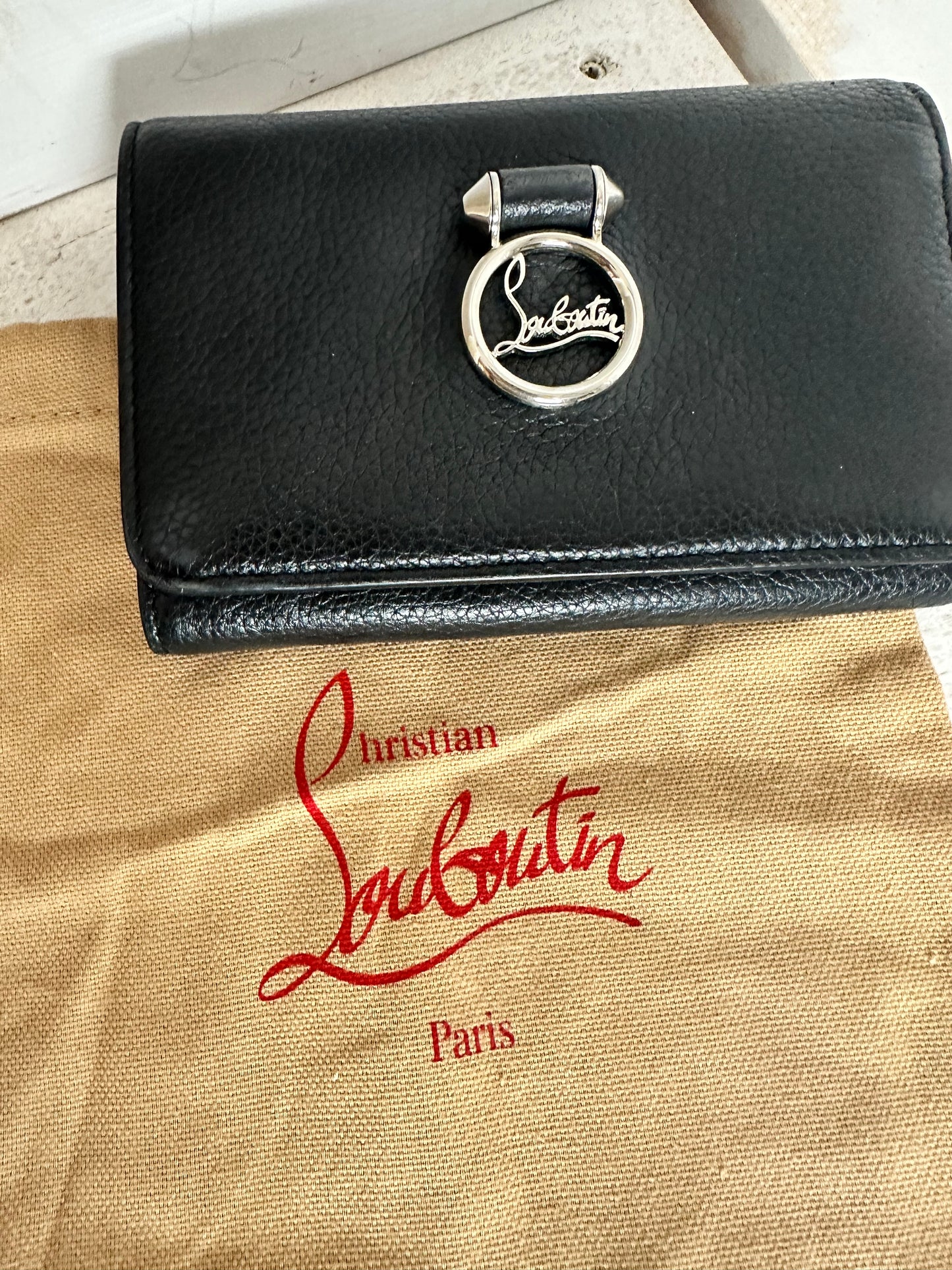 Christian Louboutin Calfskin RubyLou Trifold Wallet Black
