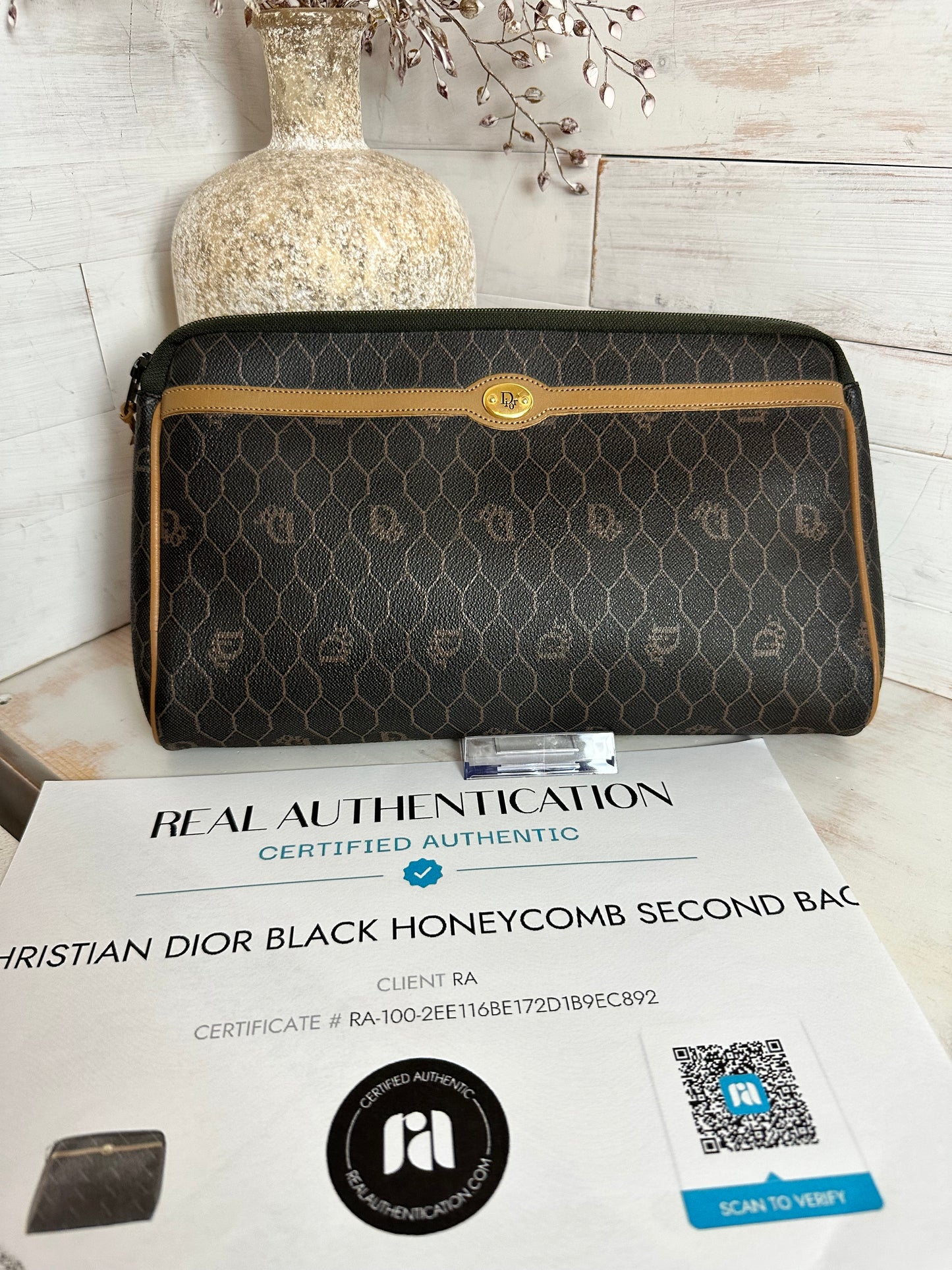 Christian Dior Black Honeycomb Second Bag