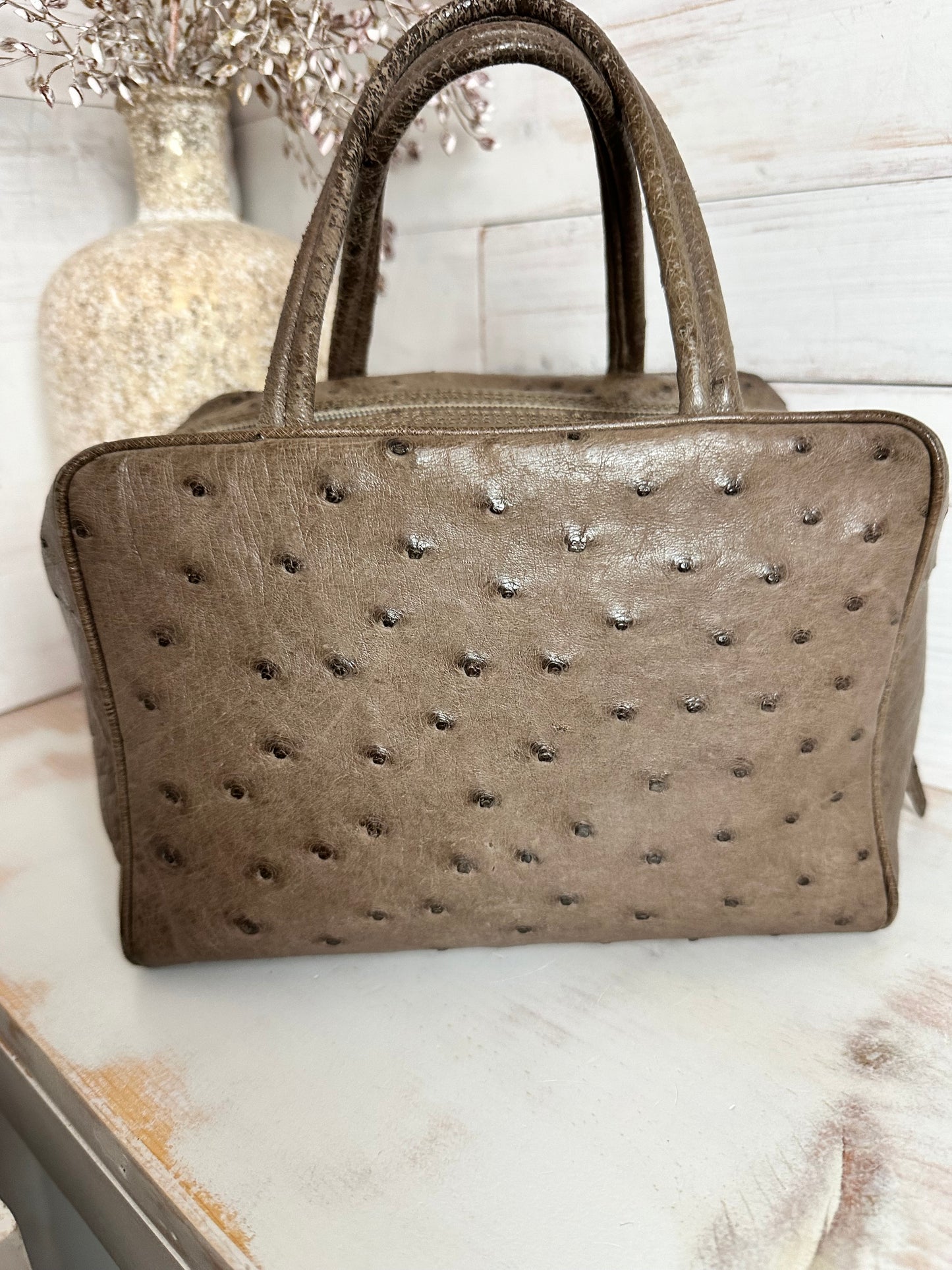 Loewe Top Handle EXOTIC Ostrich Skin Taupe
