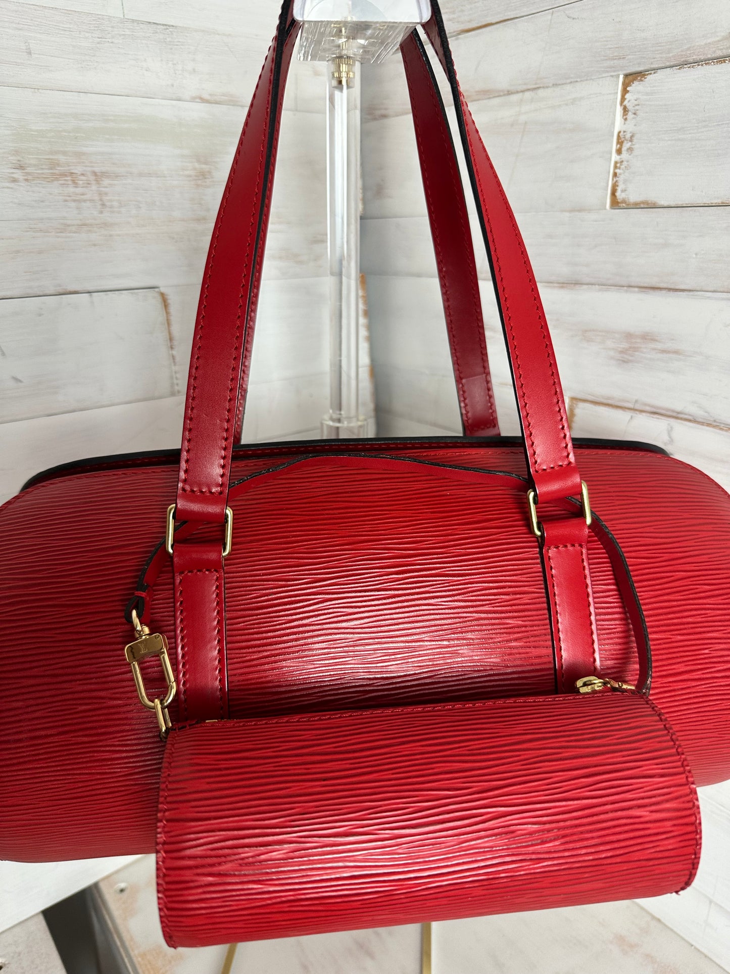 Louis Vuitton Vintage 1997 Red Epi Leather Soufflot with mini