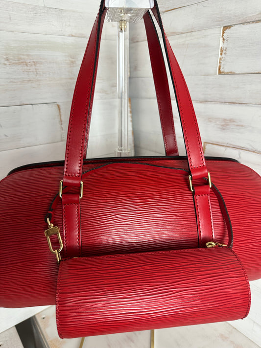 Louis Vuitton Vintage 1997 Red Epi Leather Soufflot with mini