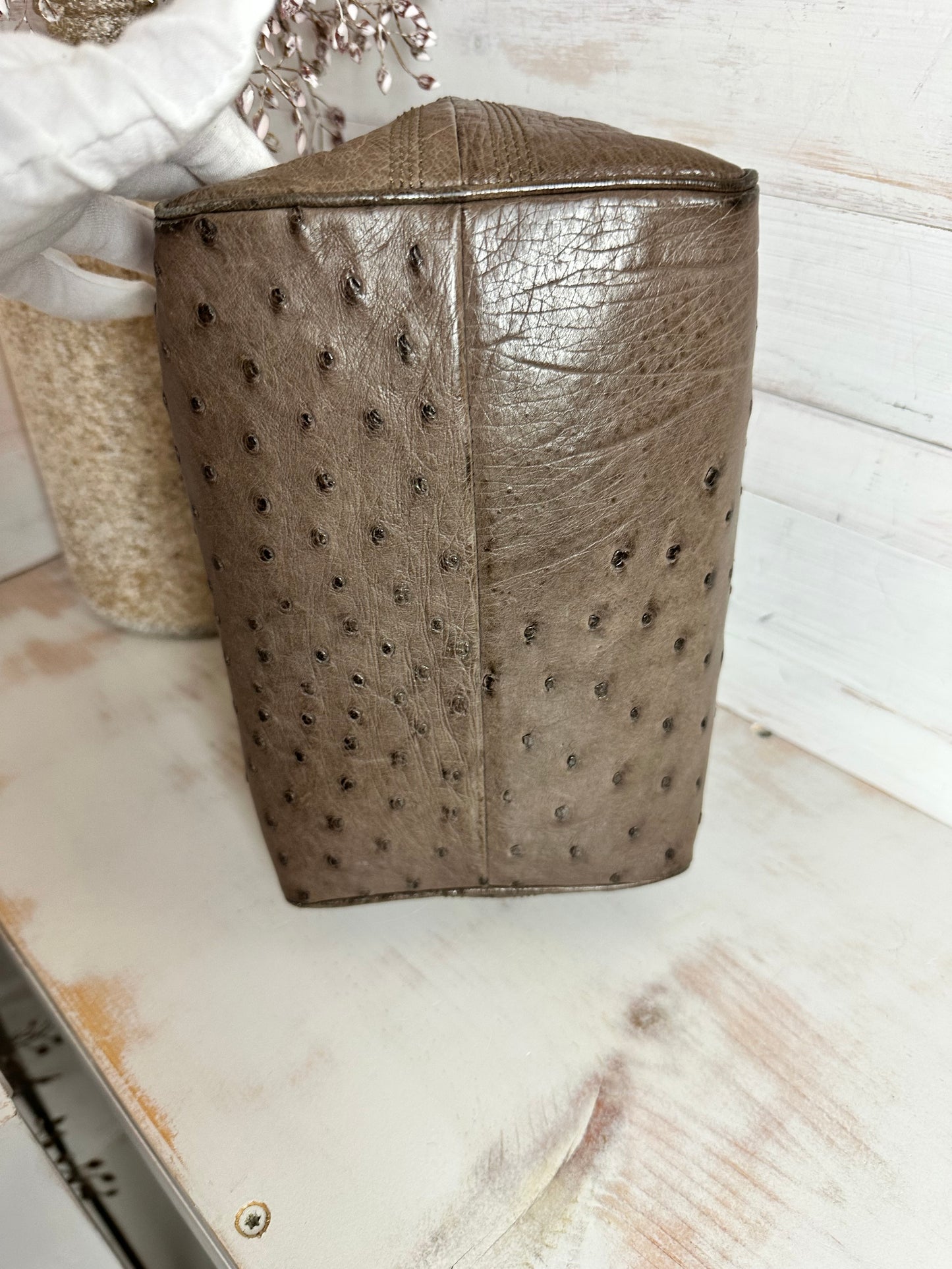 Loewe Top Handle EXOTIC Ostrich Skin Taupe