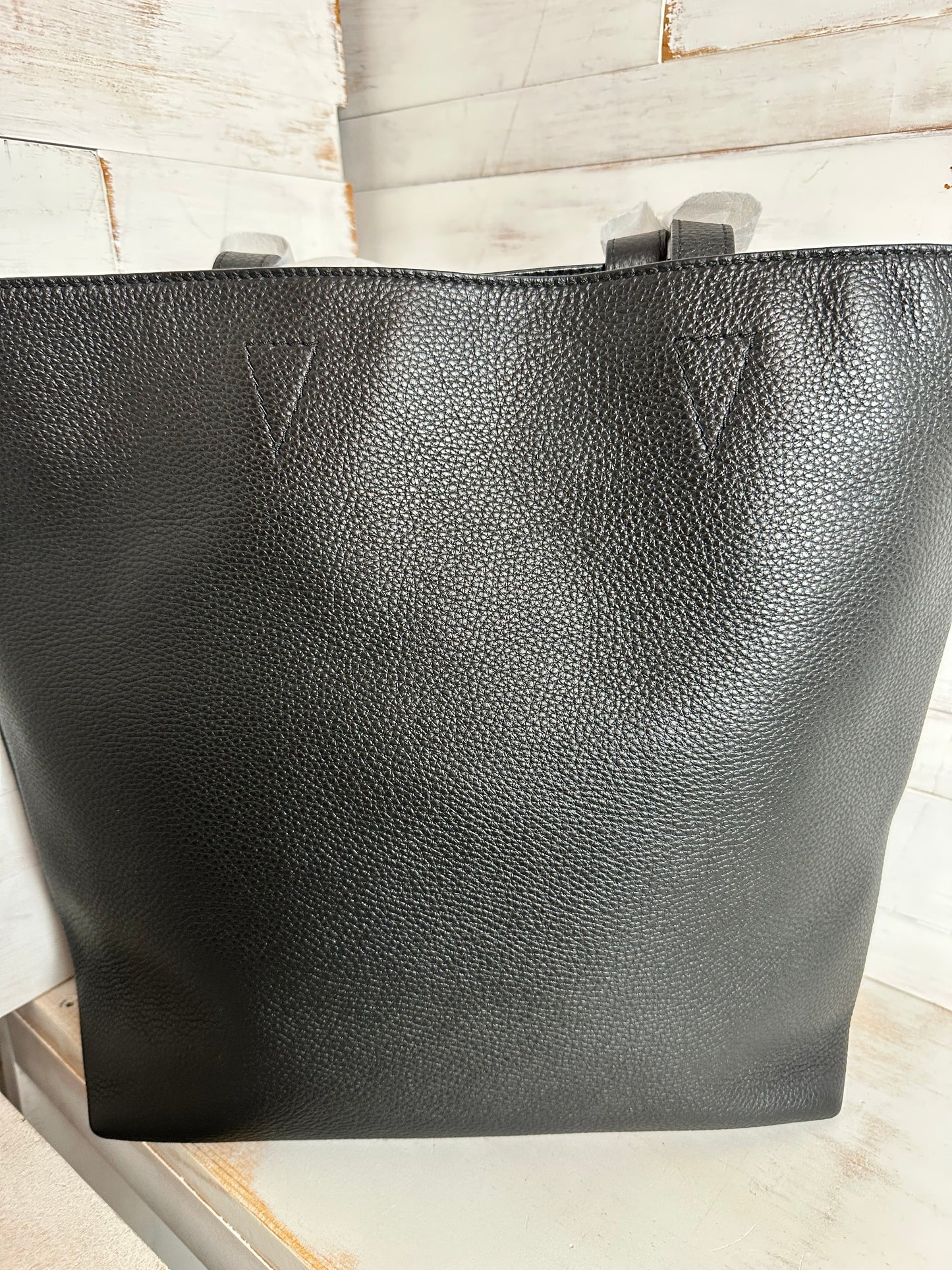 Versace New Black Leather Tote Bag with second bag
