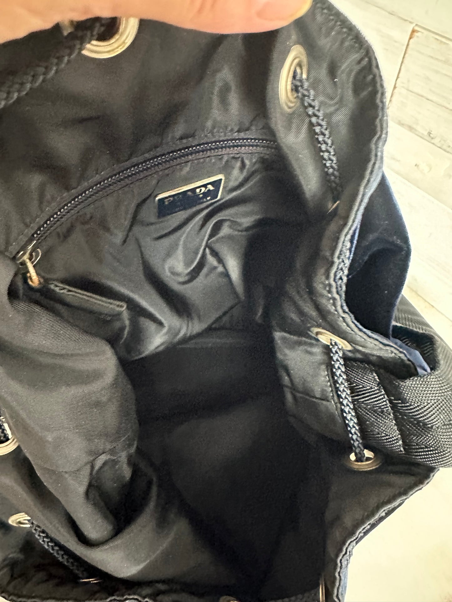 Prada Blue Velvet Velluto Sport Shoulder Bucket Bag