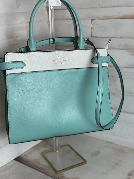 Kate Spade Staci Saffiano Tiffany Blue and White Leather Handbag/Crossbody