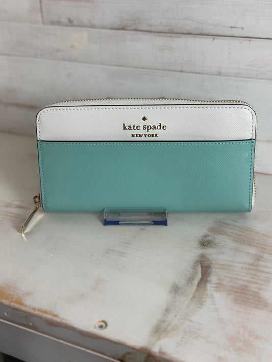 Kate Spade Saffiano Tiffany Blue and White Leather Long Wallet