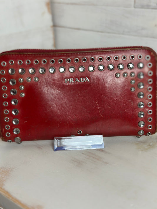 Prada RARE Red Studded Long Wallet