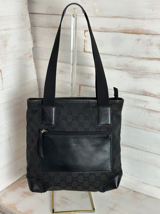 Gucci Black Canvas and Leather Tote Bag/Handbag