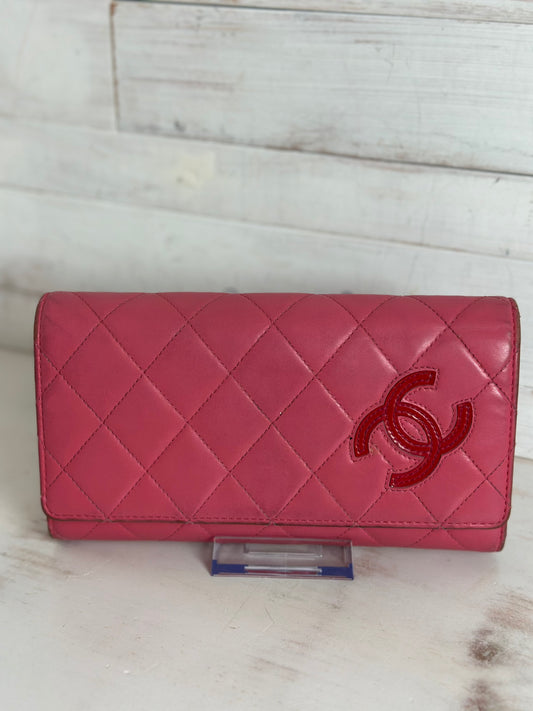 Chanel Matelasse Pink Lambskin Long Wallet Snap Closure CC