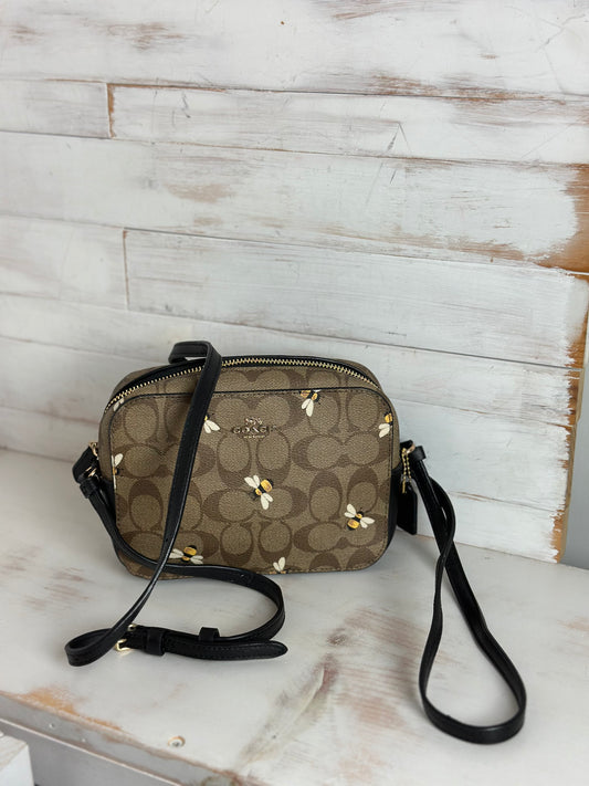 Coach Mini Camera Bag in Signature Canvas with Bee Print.