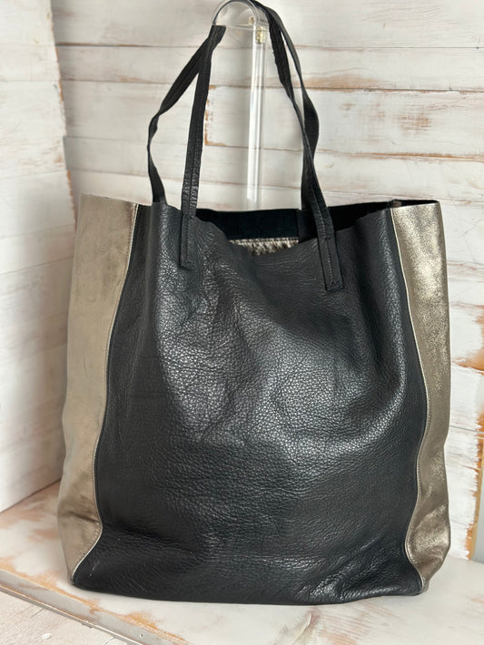 Eileen Fischer Black and Bronze Leather Tote Bag