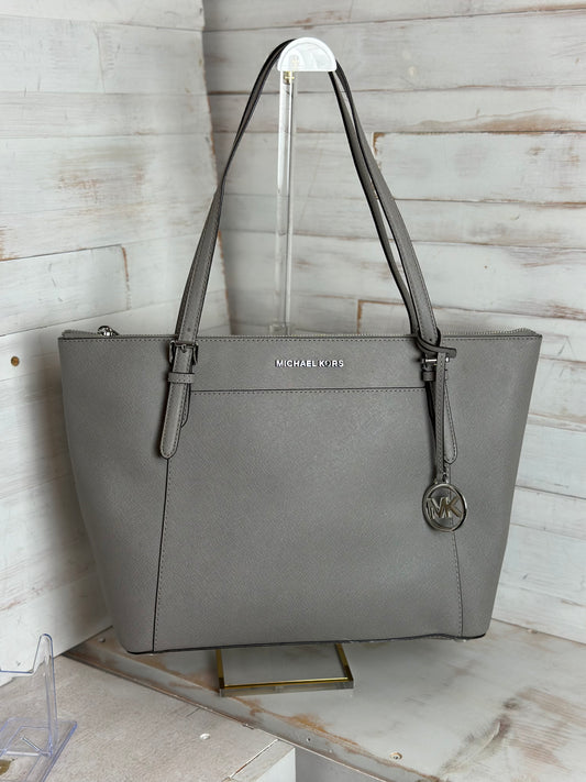 Michael Kors Ciara Pearl Grey Large Saffiano Leather Tote