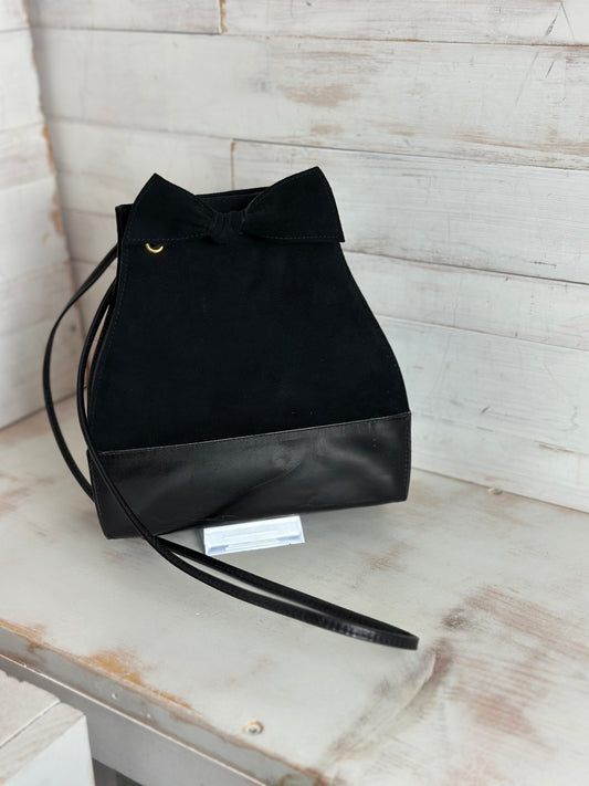 Christian Dior VINTAGE Black Suede Leather Drawstring Satchel/Shoulder Bag