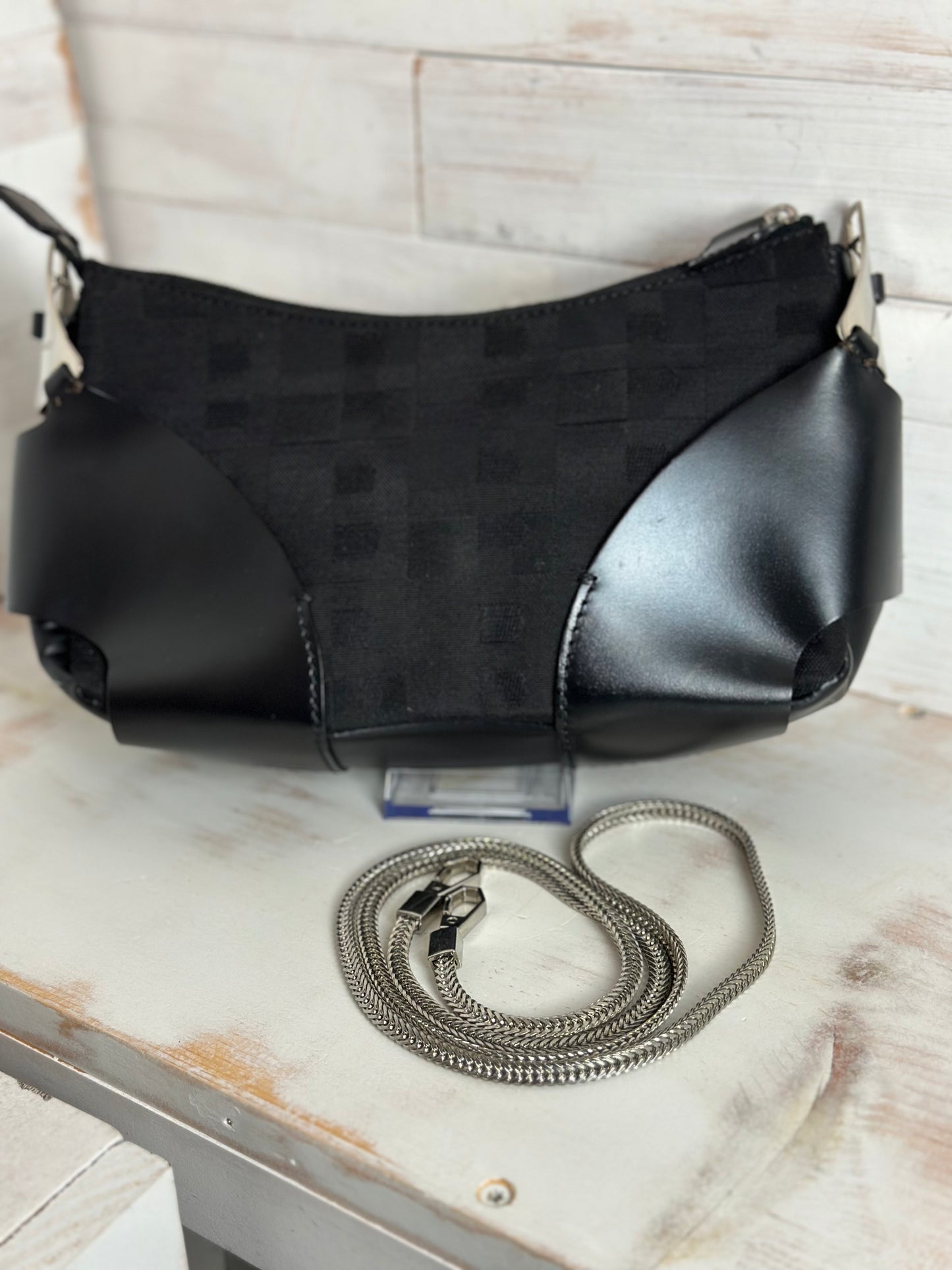 Bally Black Fabric and Leather Shoulder/Crossbody/Clutch Bag with Silver