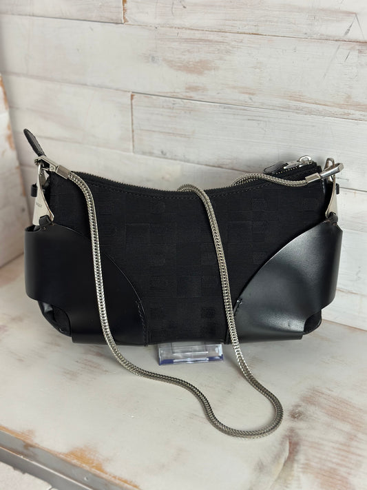 Bally Black Fabric and Leather Shoulder/Crossbody/Clutch Bag with Silver