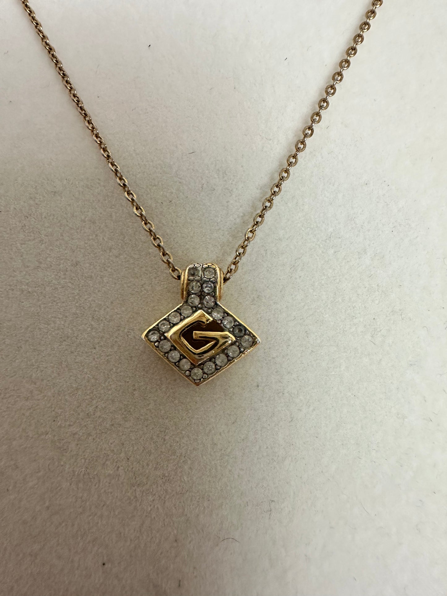 Givenchy G gold tone/rhinestone necklace
