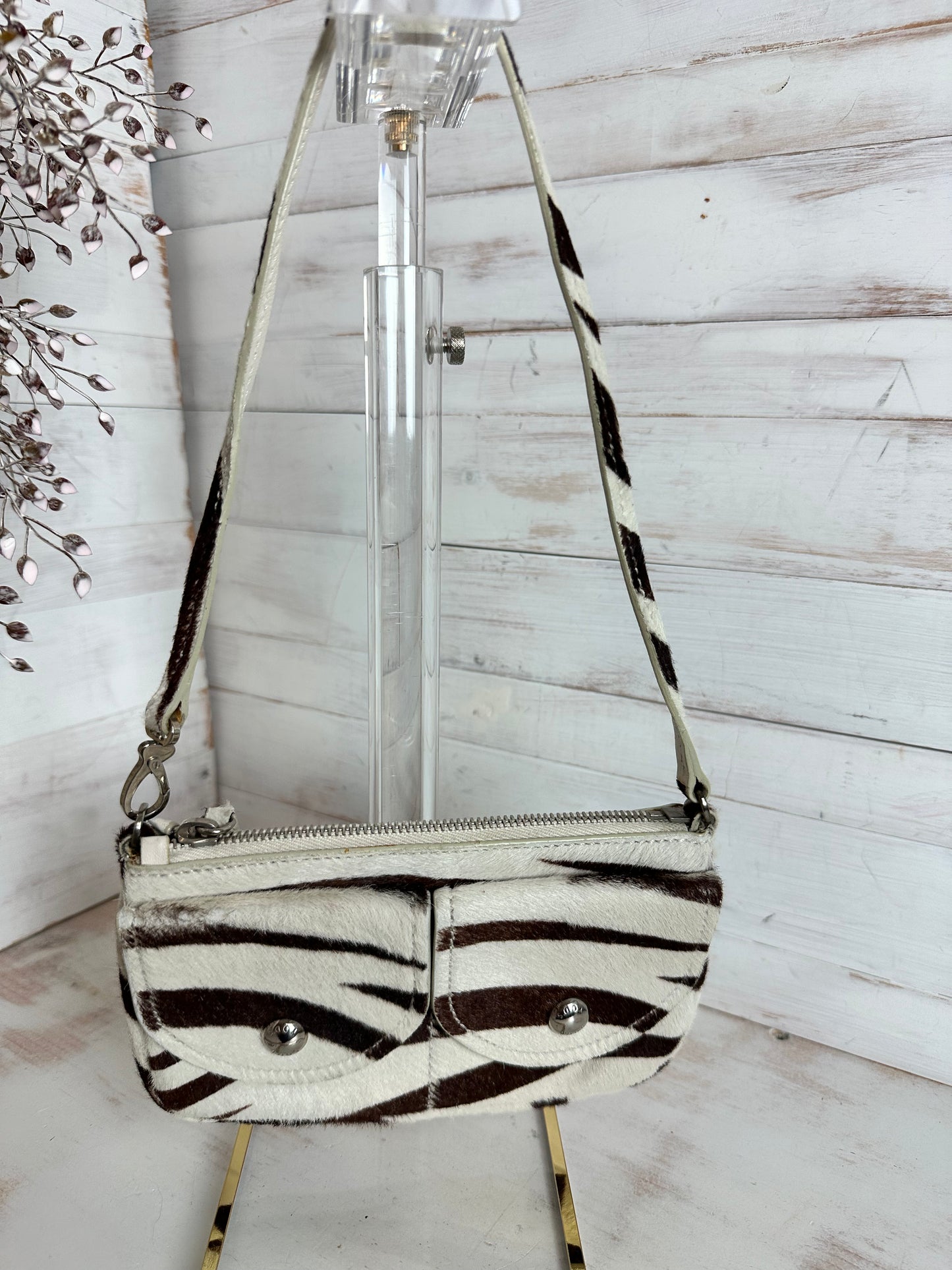 Rare Vintage Tod’s Pony Hair Zebra Shoulder Bag/Wristlet