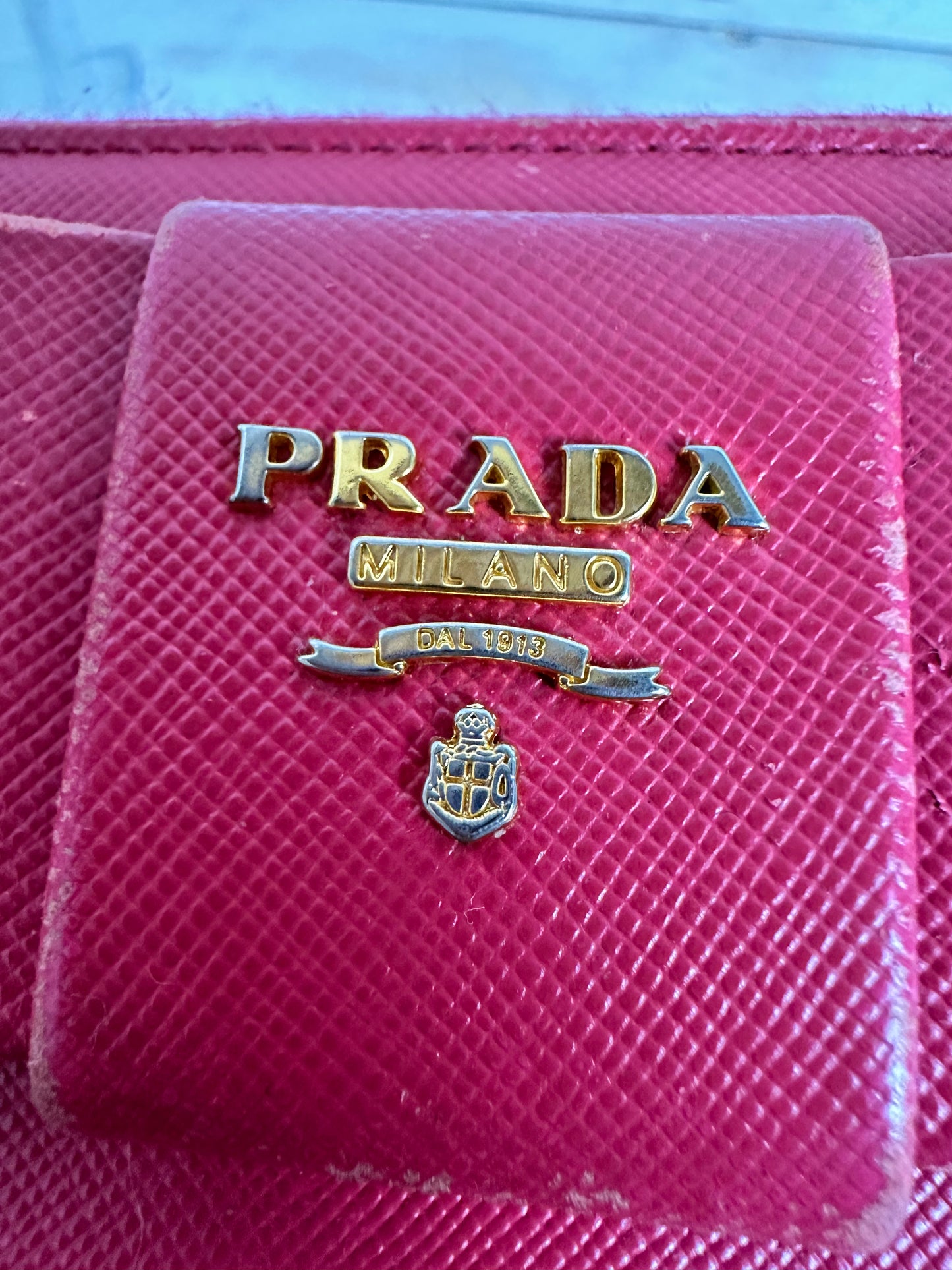 Prada Saffiano Fiocco Bow Long Zip Around Wallet - Peonia Pink