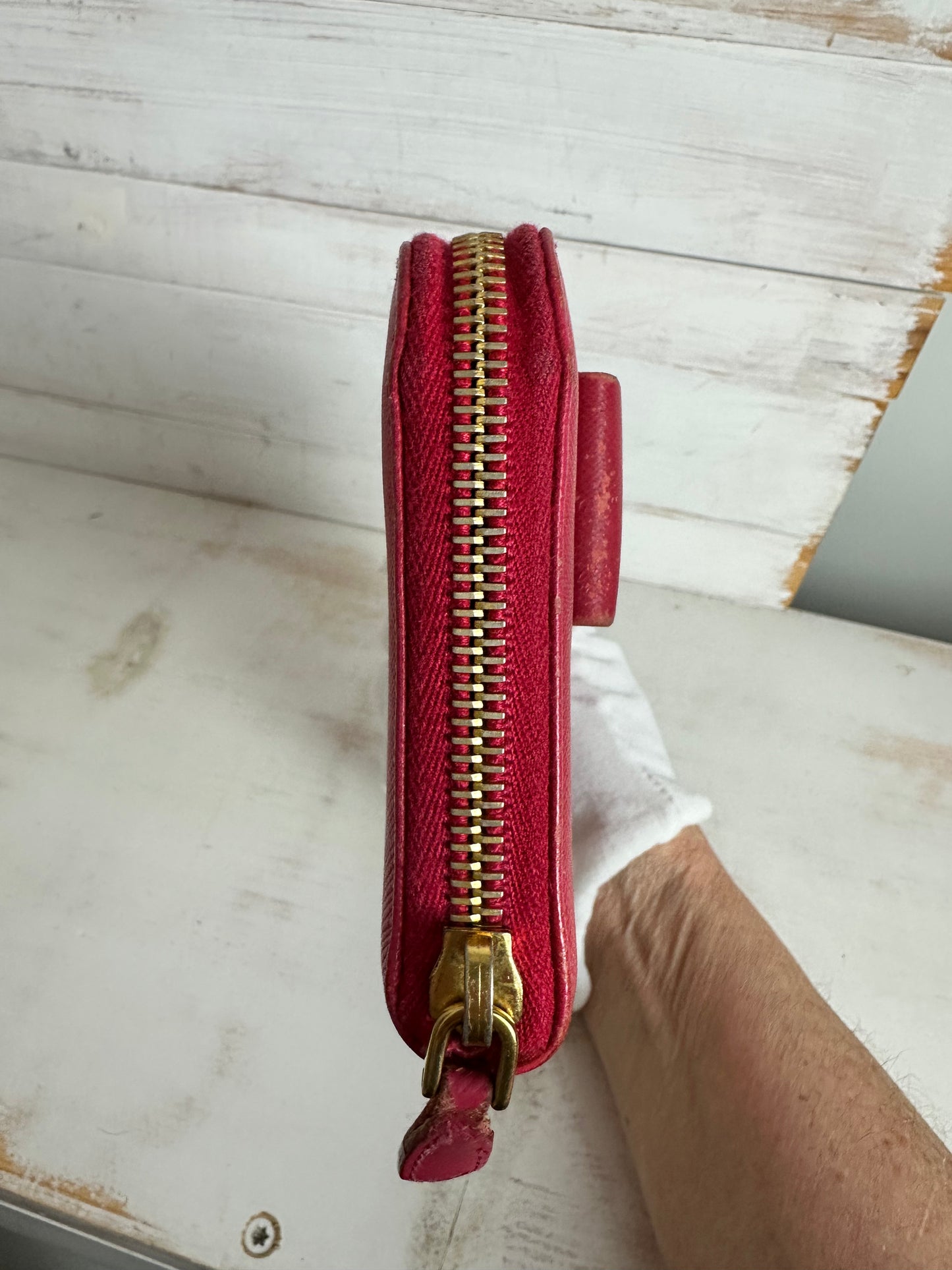 Prada Saffiano Fiocco Bow Long Zip Around Wallet - Peonia Pink