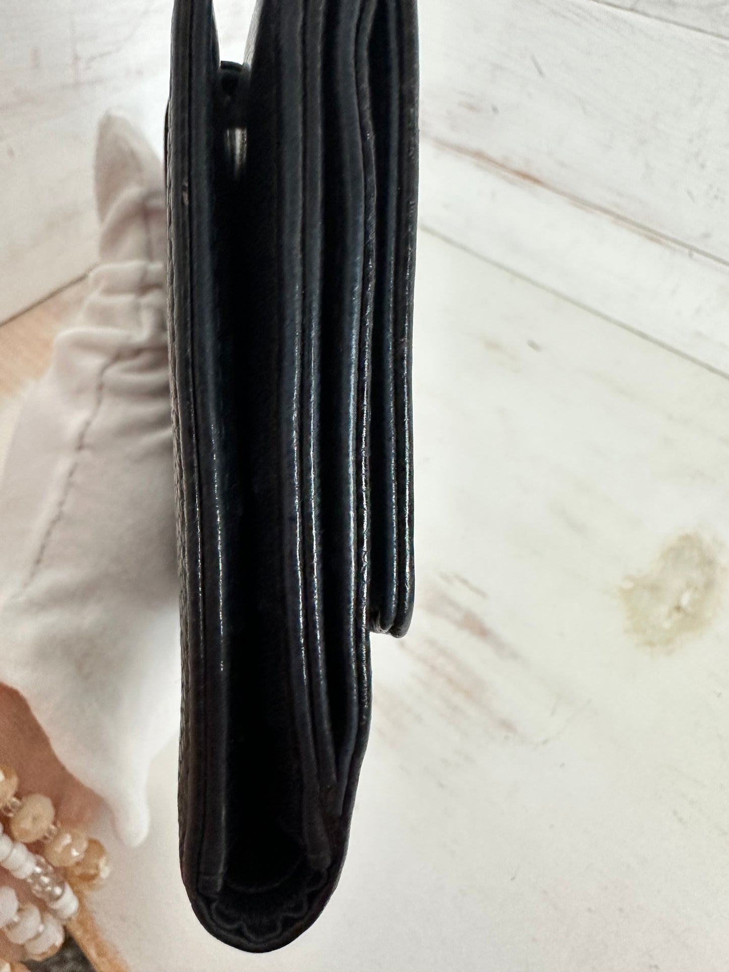 Chanel Vintage Black Caviar Leather CC Bifold