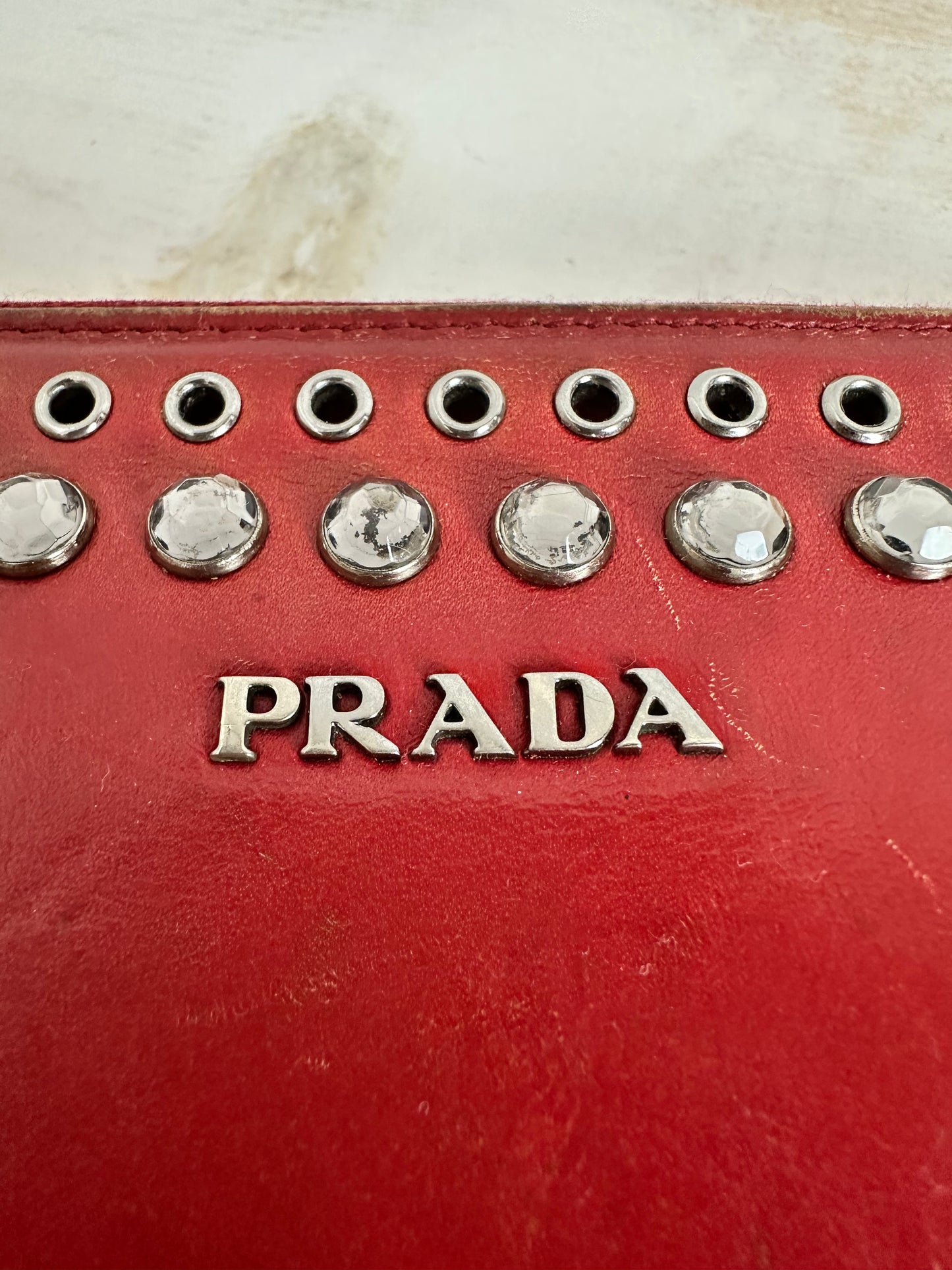 Prada RARE Red Studded Long Wallet