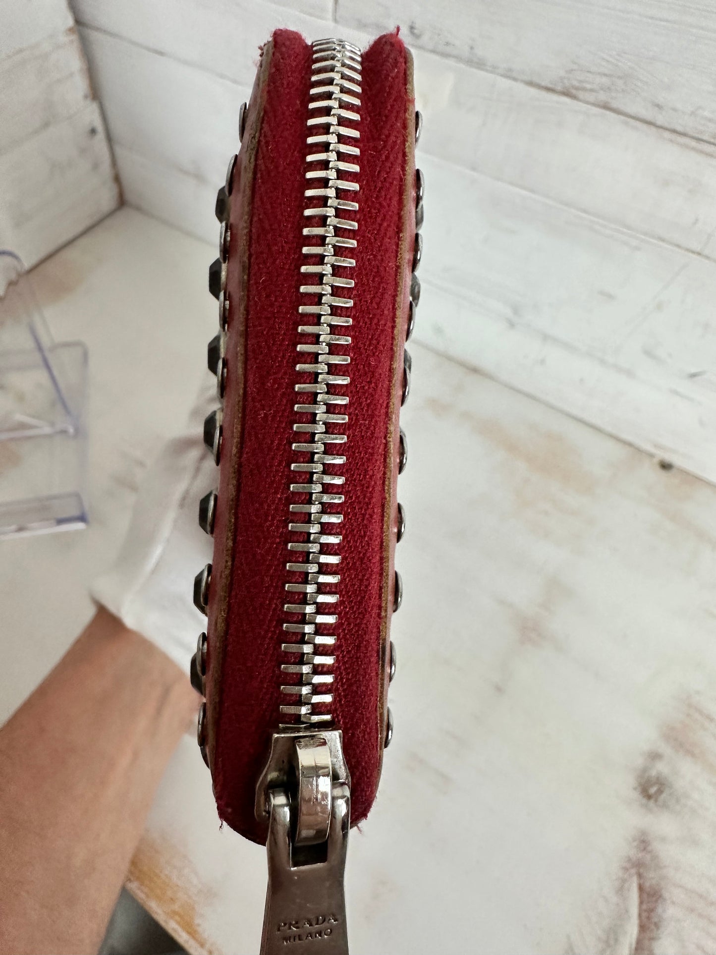 Prada RARE Red Studded Long Wallet
