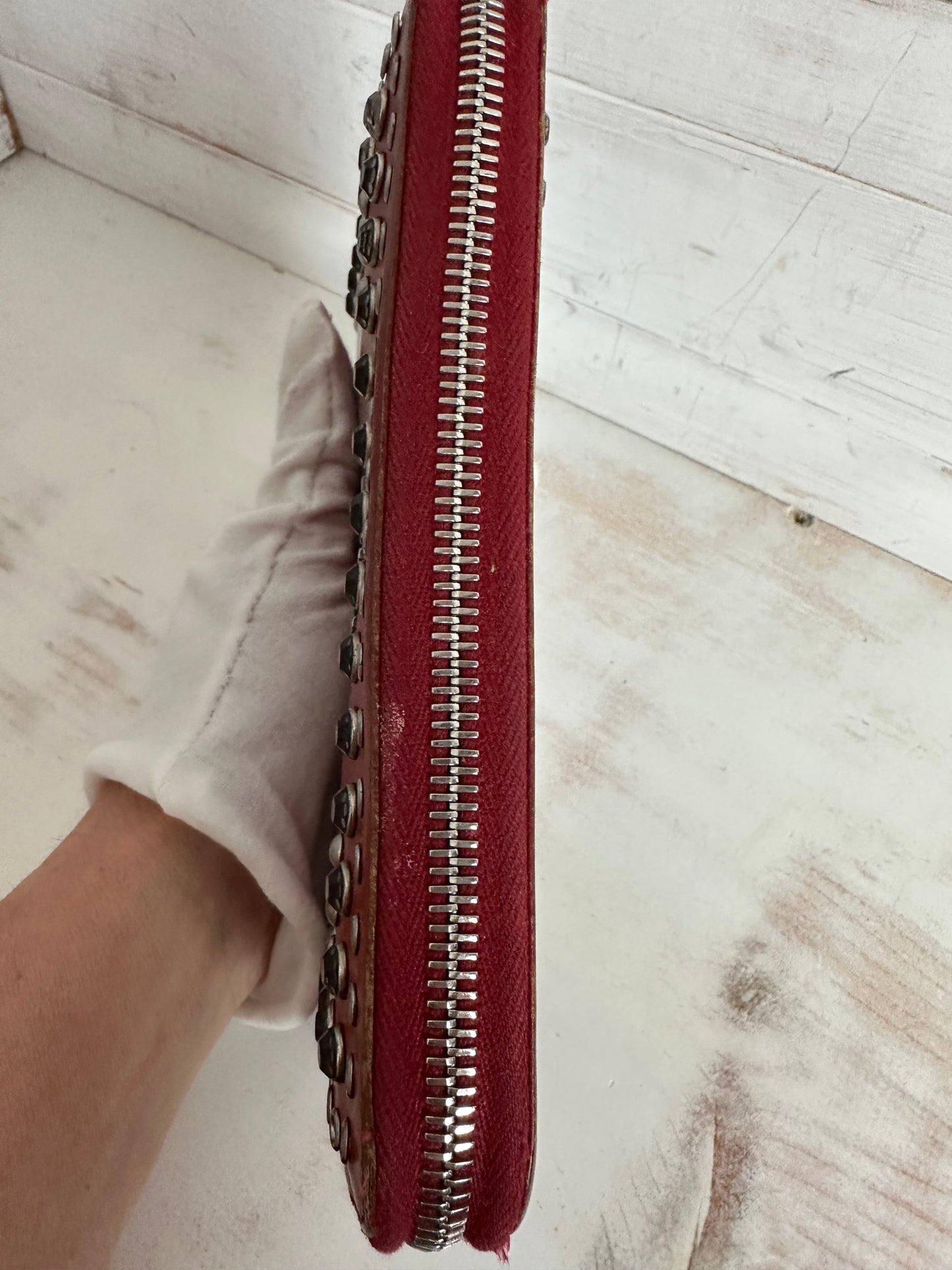 Prada RARE Red Studded Long Wallet