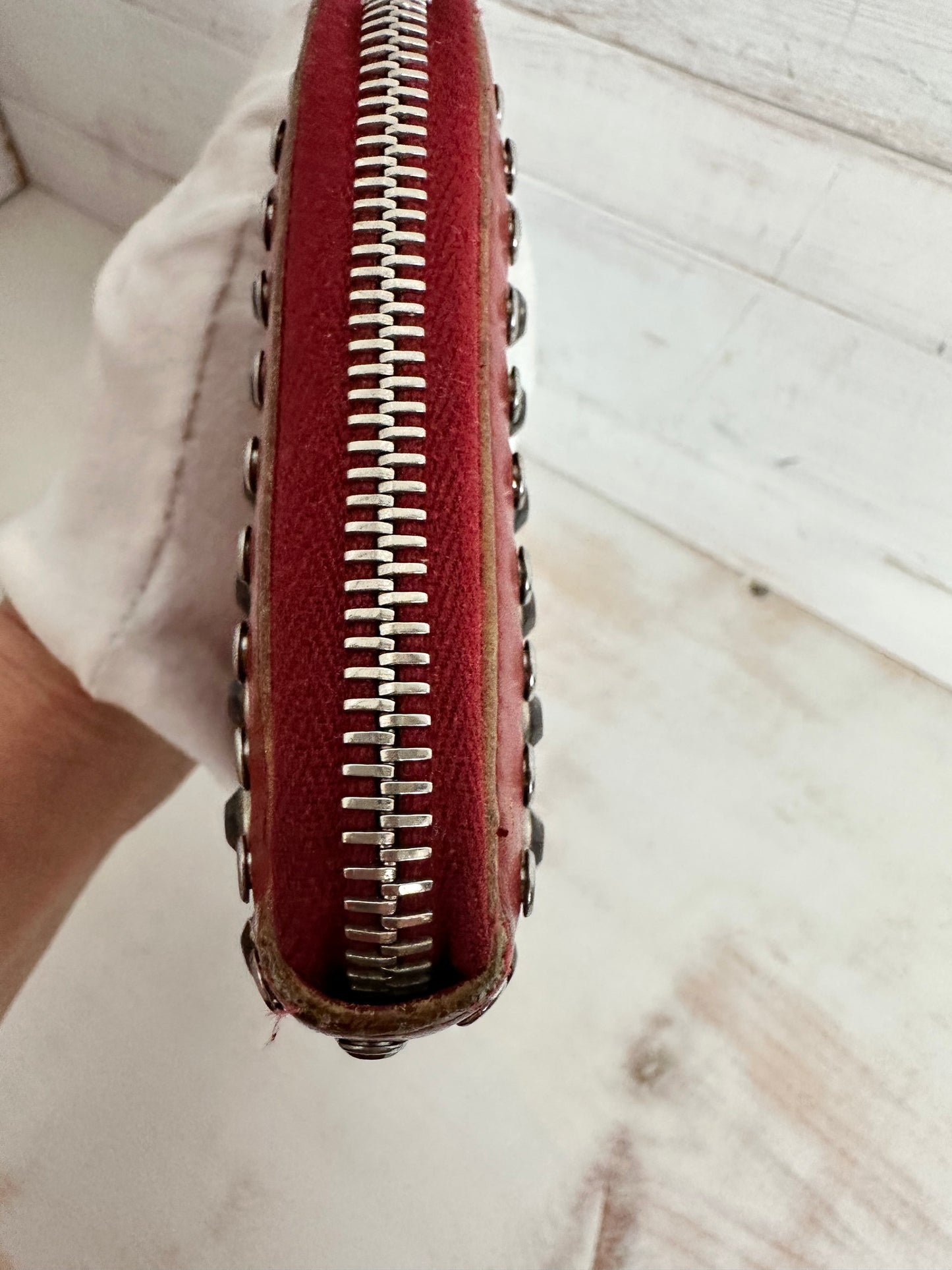 Prada RARE Red Studded Long Wallet
