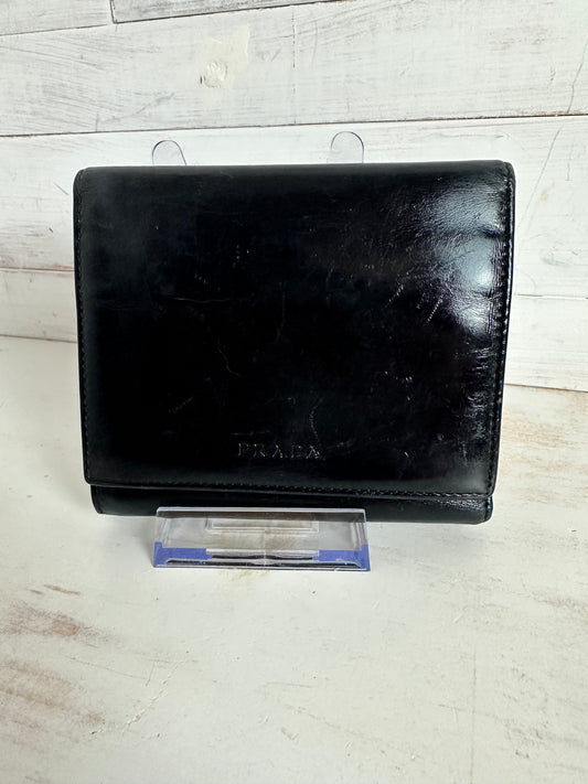 Prada Black Leather Compact Trifold