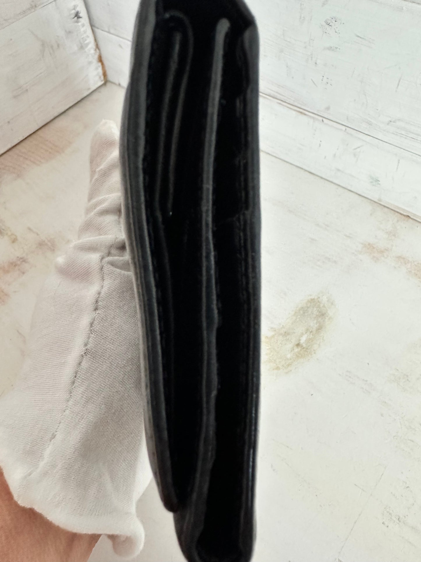 Prada Black Leather Compact Trifold