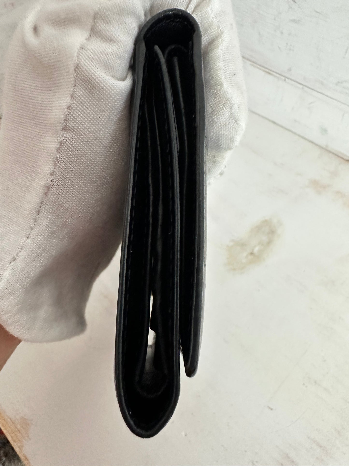 Prada Black Leather Compact Trifold