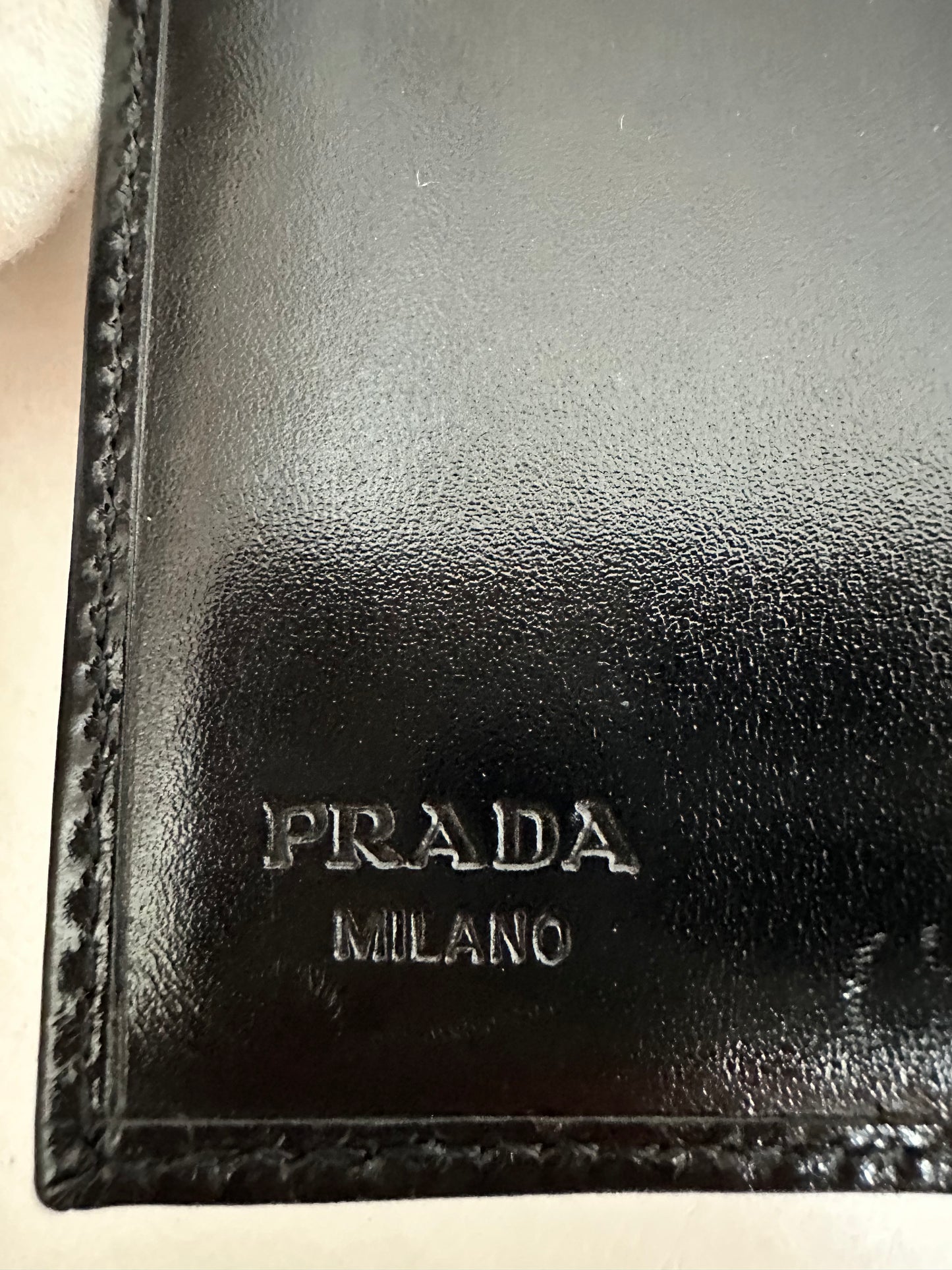 Prada Black Leather Compact Trifold