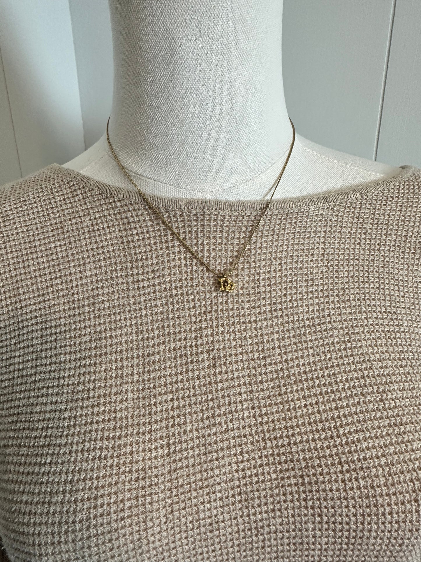 Golden Dior Logo Pendant Necklace
