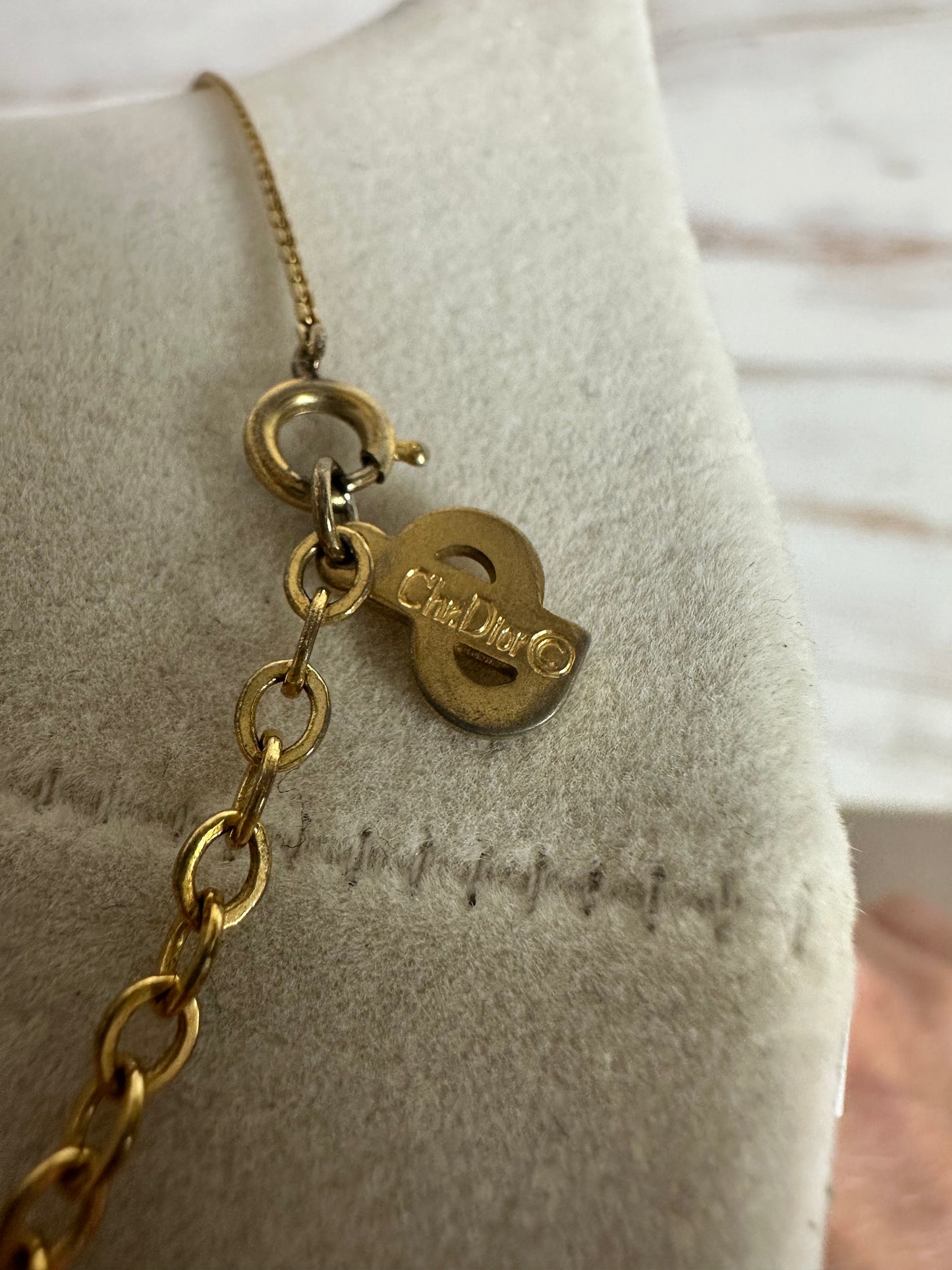 Golden Dior Logo Pendant Necklace