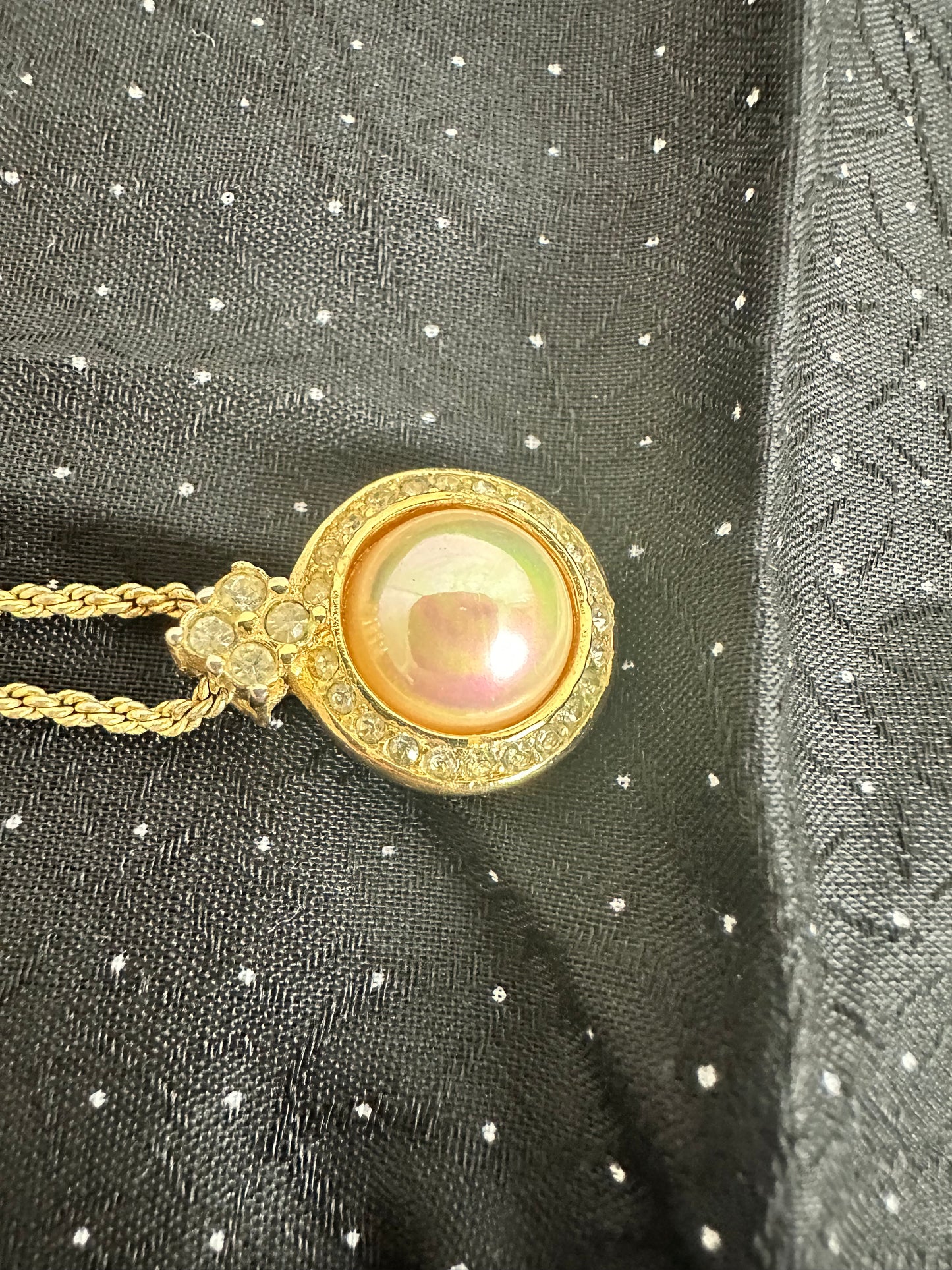 Christian Dior Faux Peal Pendant Necklace