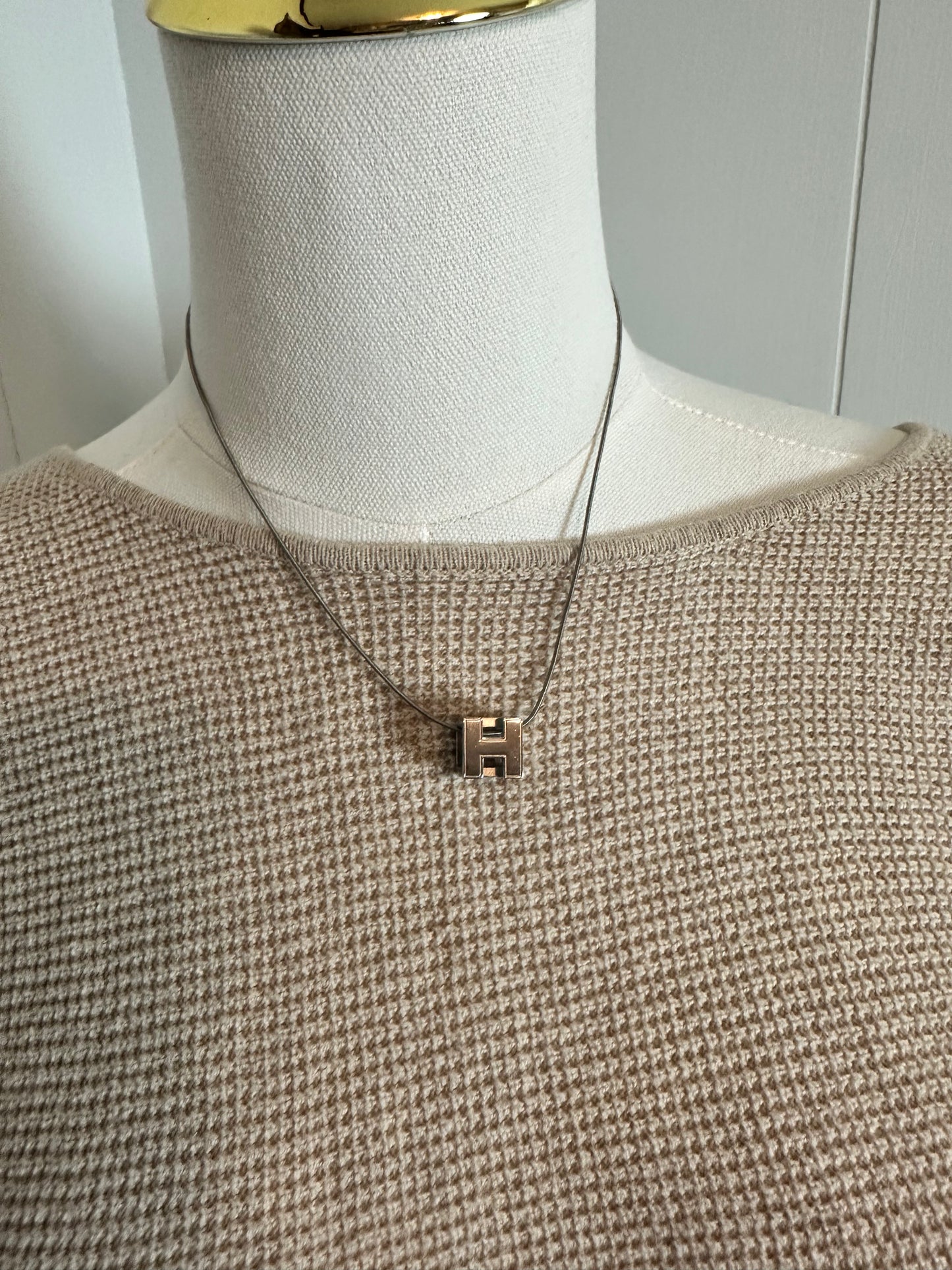 Hermes Silver Cubed H Necklace