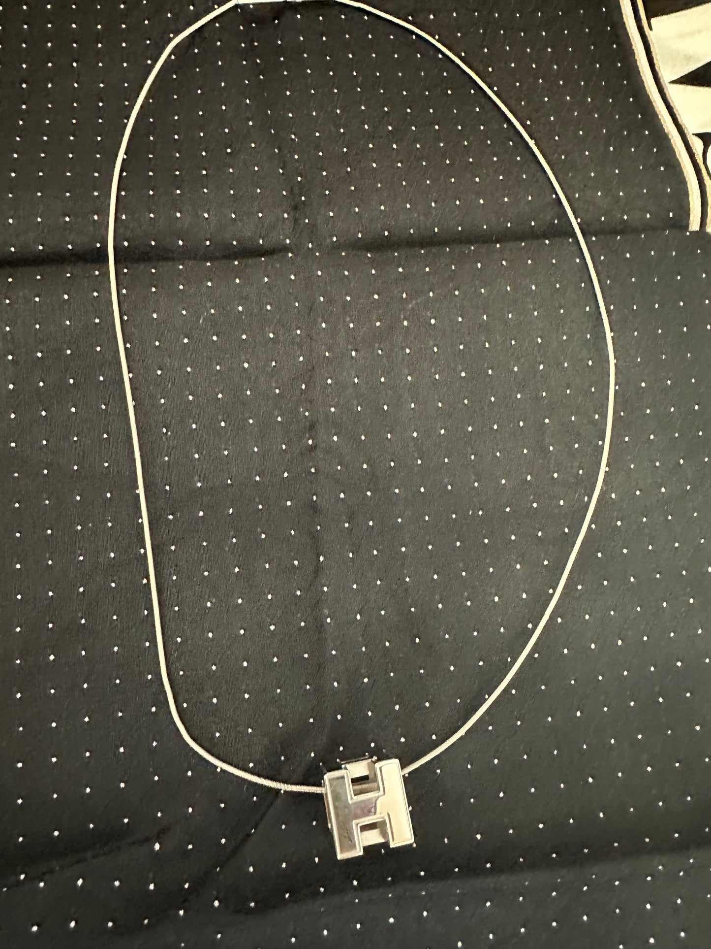Hermes Silver Cubed H Necklace
